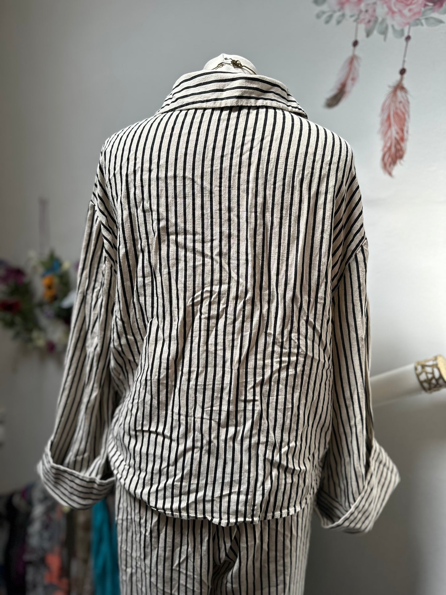 F&F Stripe Shirt with 15% Linen Size 16 Matching Trousers Available