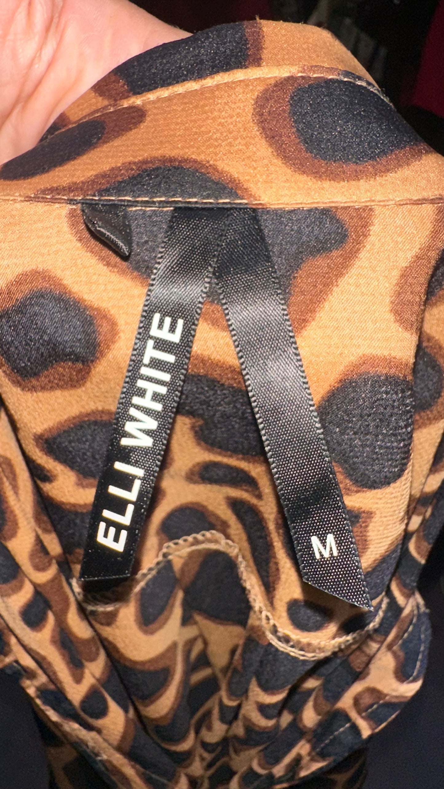 Elli White Leopard Print Blouse Size M