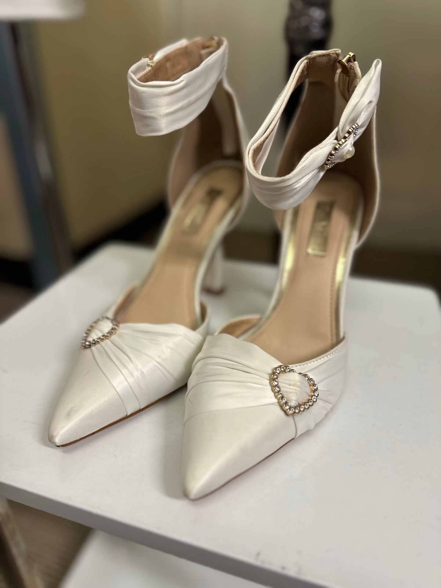 Be Mine White Heels Size 4