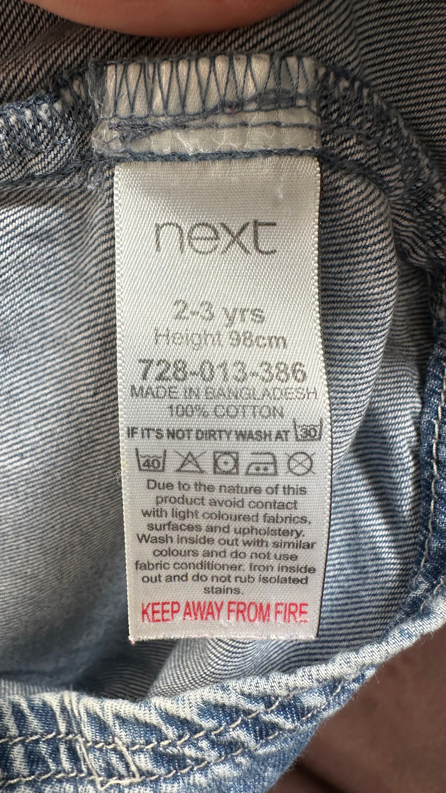 Next Denim 100% Cotton Dress 2-3