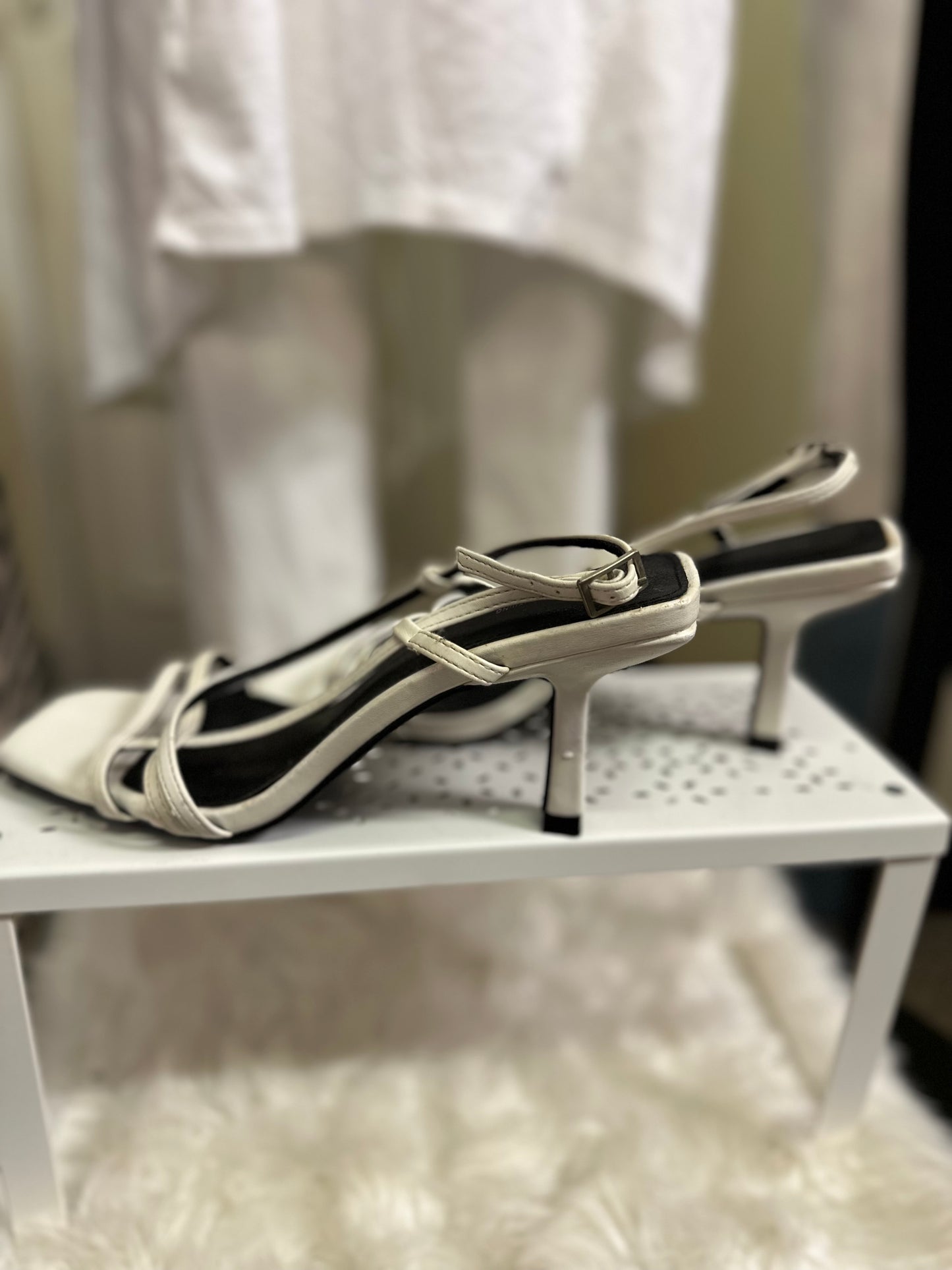 Pretty Little Thing White Sandals Size 5 (few slight scuffs)