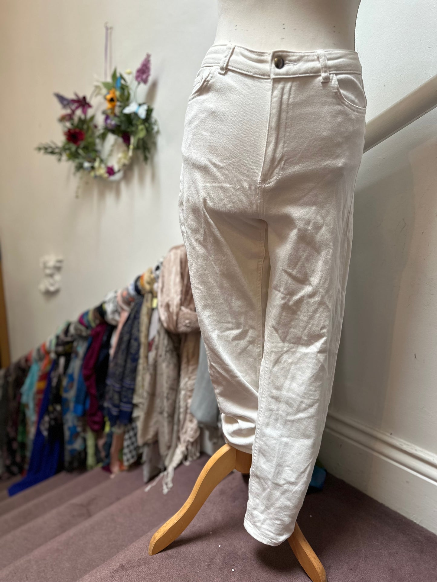 Savida White Jeans Size 12 97% Cotton 3% Elastan