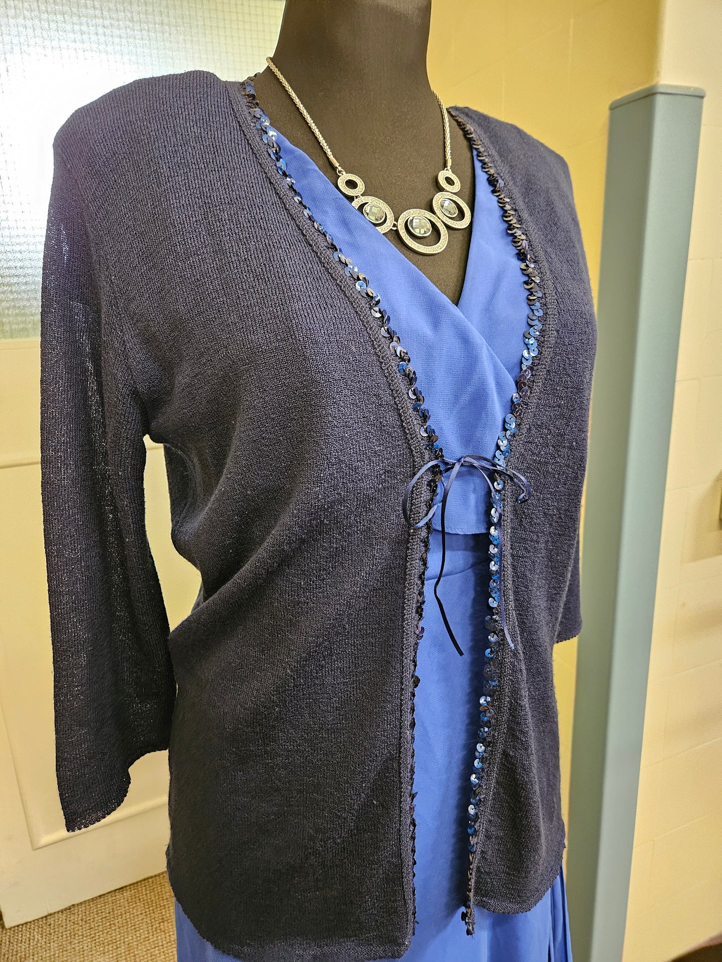 St Bernard's navy blazer with sequins, size 18 (small fitting)