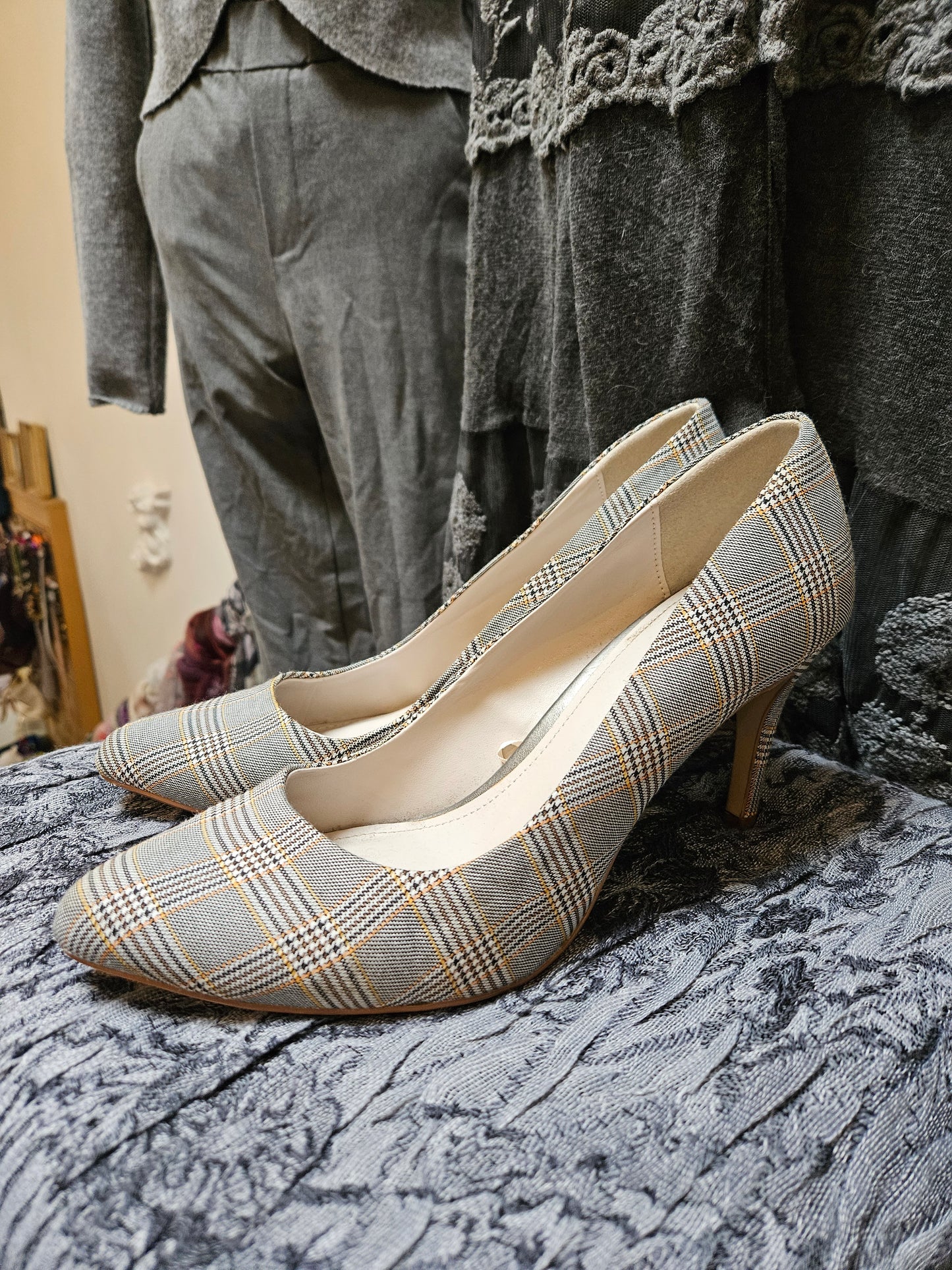Next, new, wide fit, grey heels, size 8
