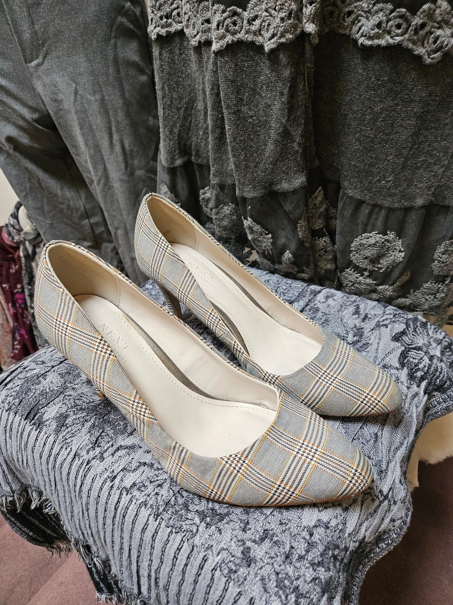 Next, new, wide fit, grey heels, size 8