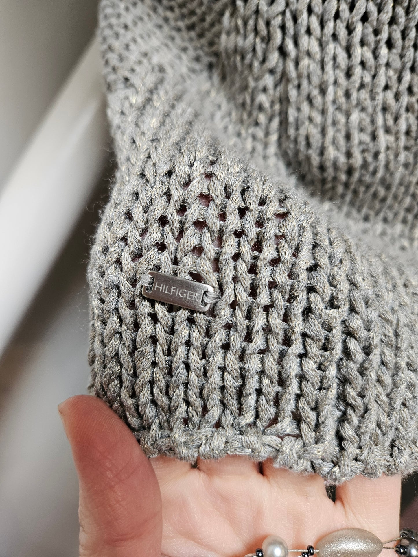 Tommy Hilfiger, knit, grey/silver vest with "star", size S/M