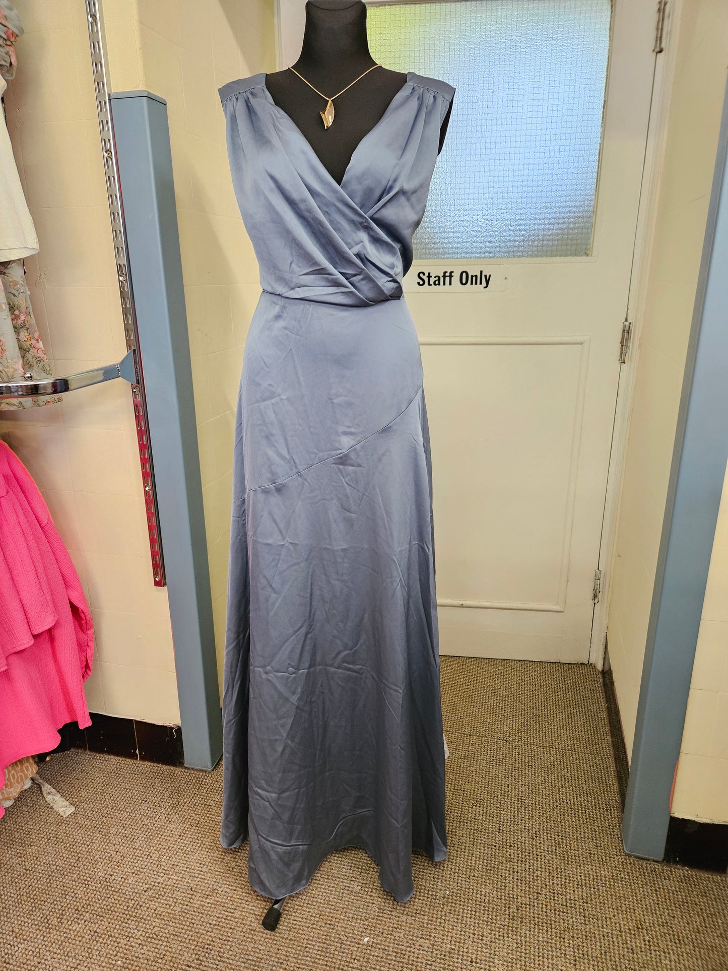 ASOS Bridesmaid satin maxi dress with wrap bodice, size 14