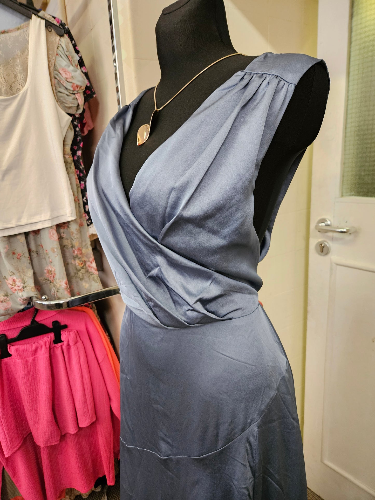 ASOS Bridesmaid satin maxi dress with wrap bodice, size 14