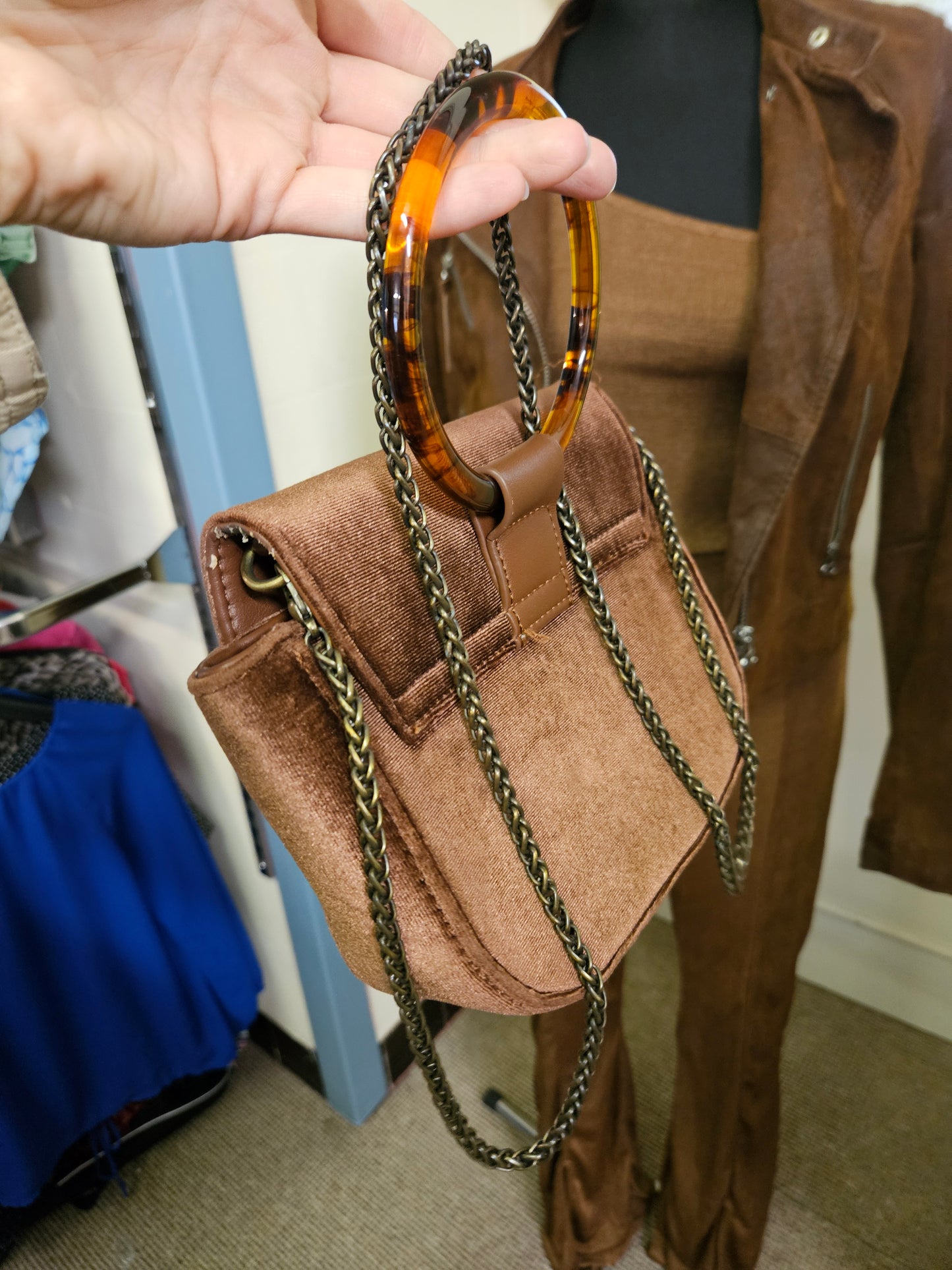 Anthropologie, velvet purse/bag
