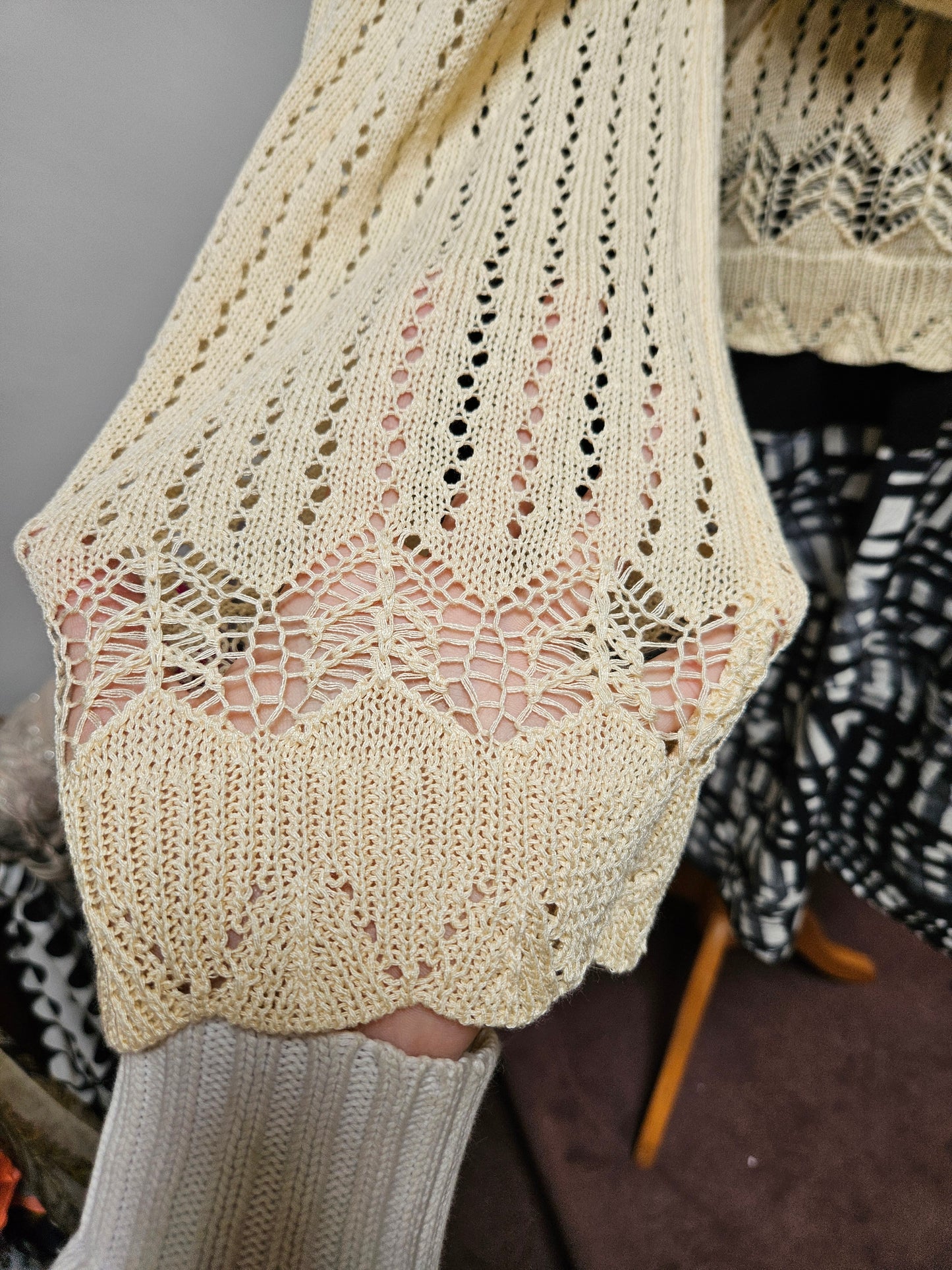 Crochet,cream jumper, size M