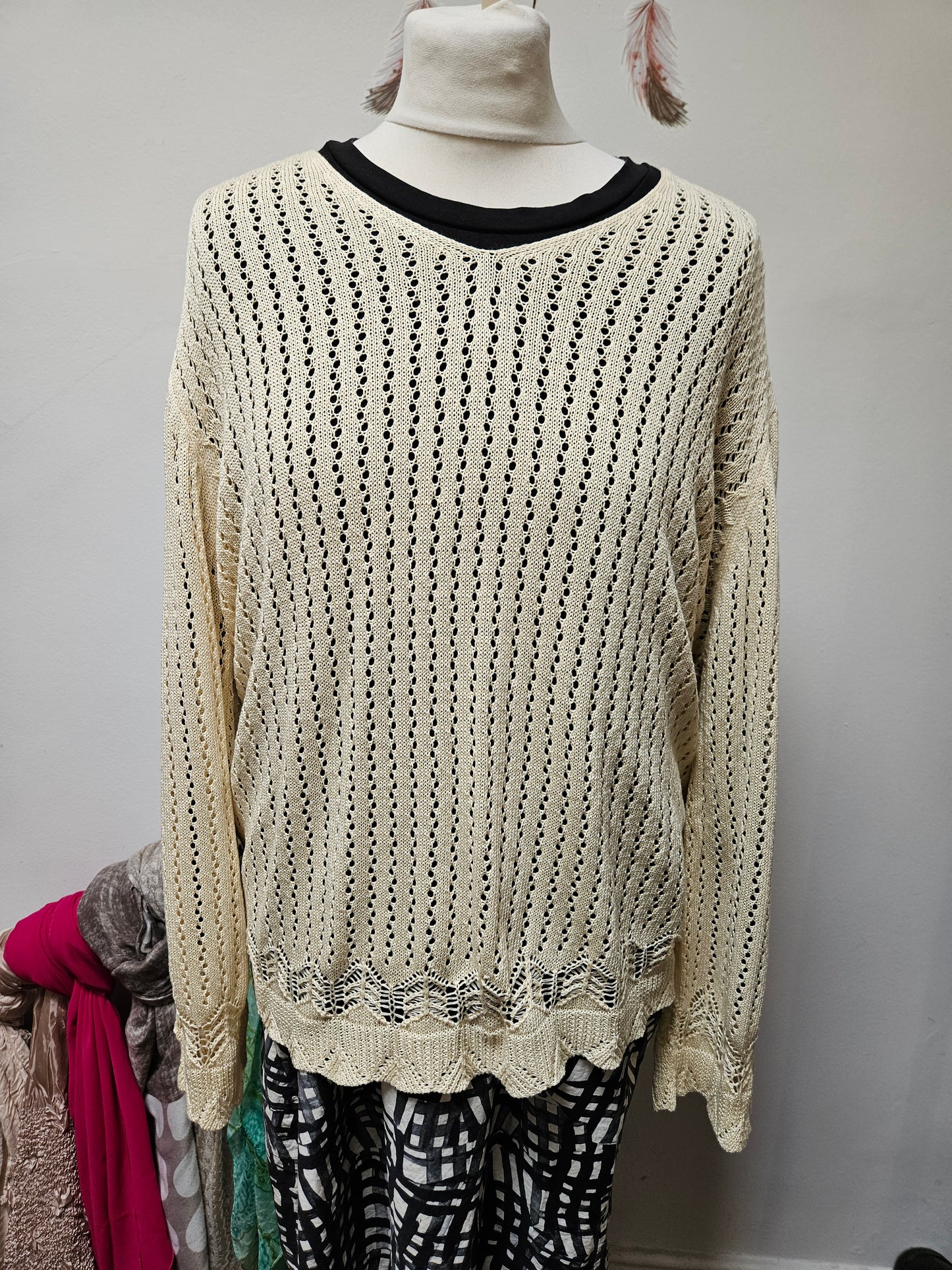 Crochet,cream jumper, size M