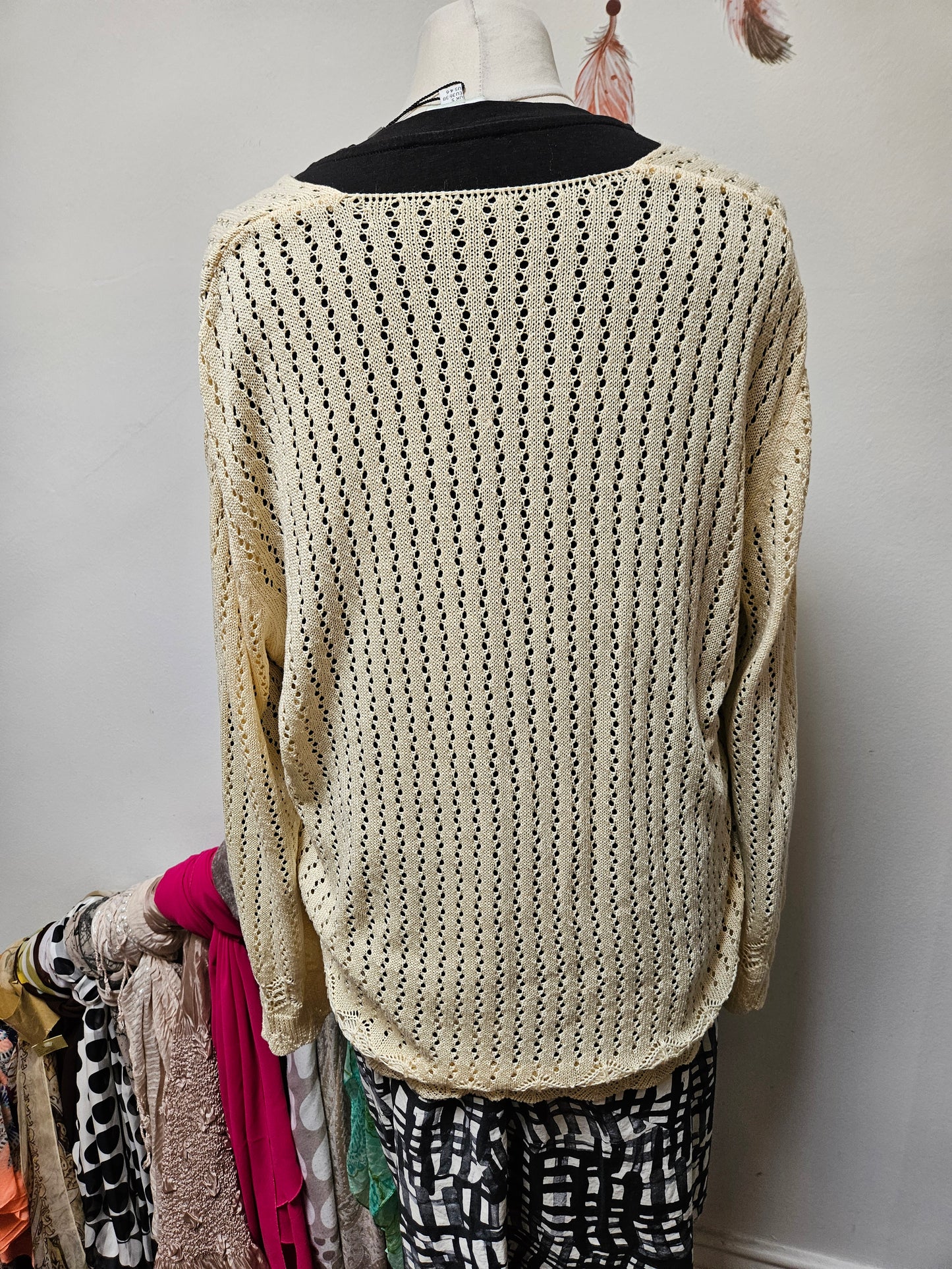 Crochet,cream jumper, size M
