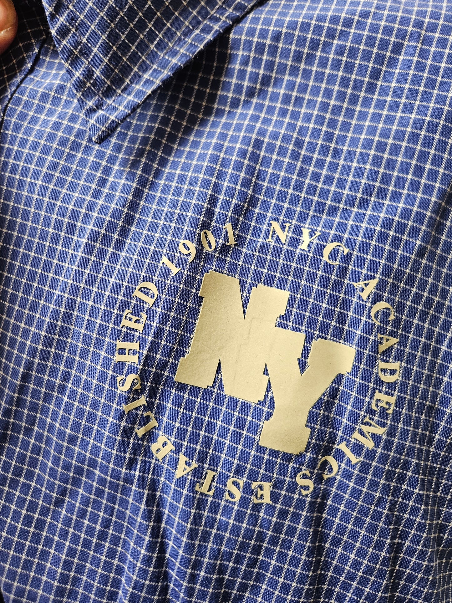 Primark, blue, cropped shirt, size M