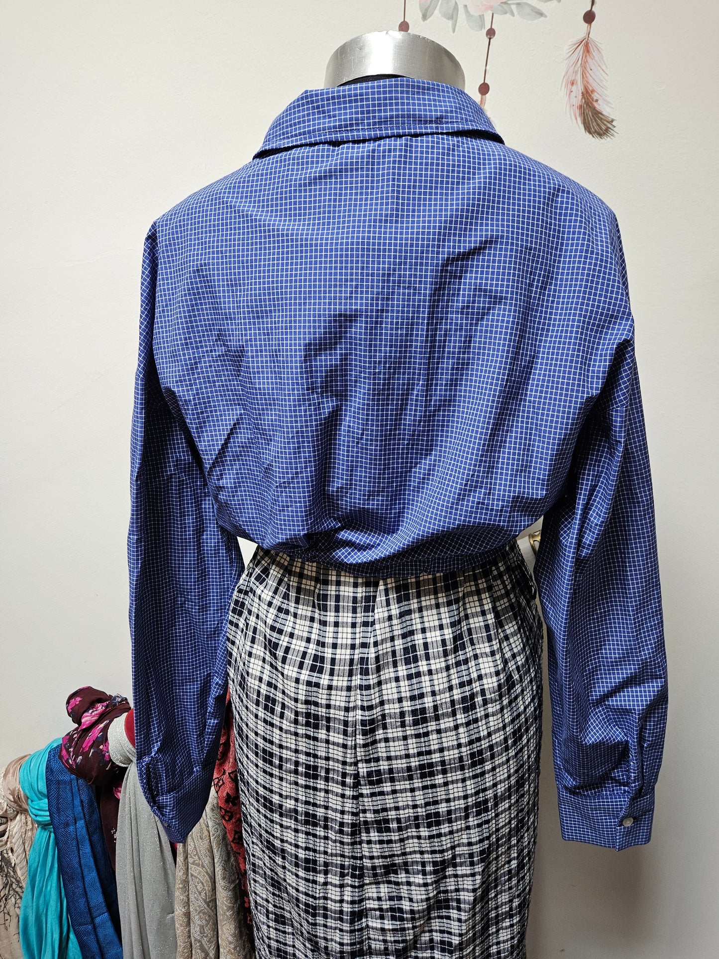 Primark, blue, cropped shirt, size M