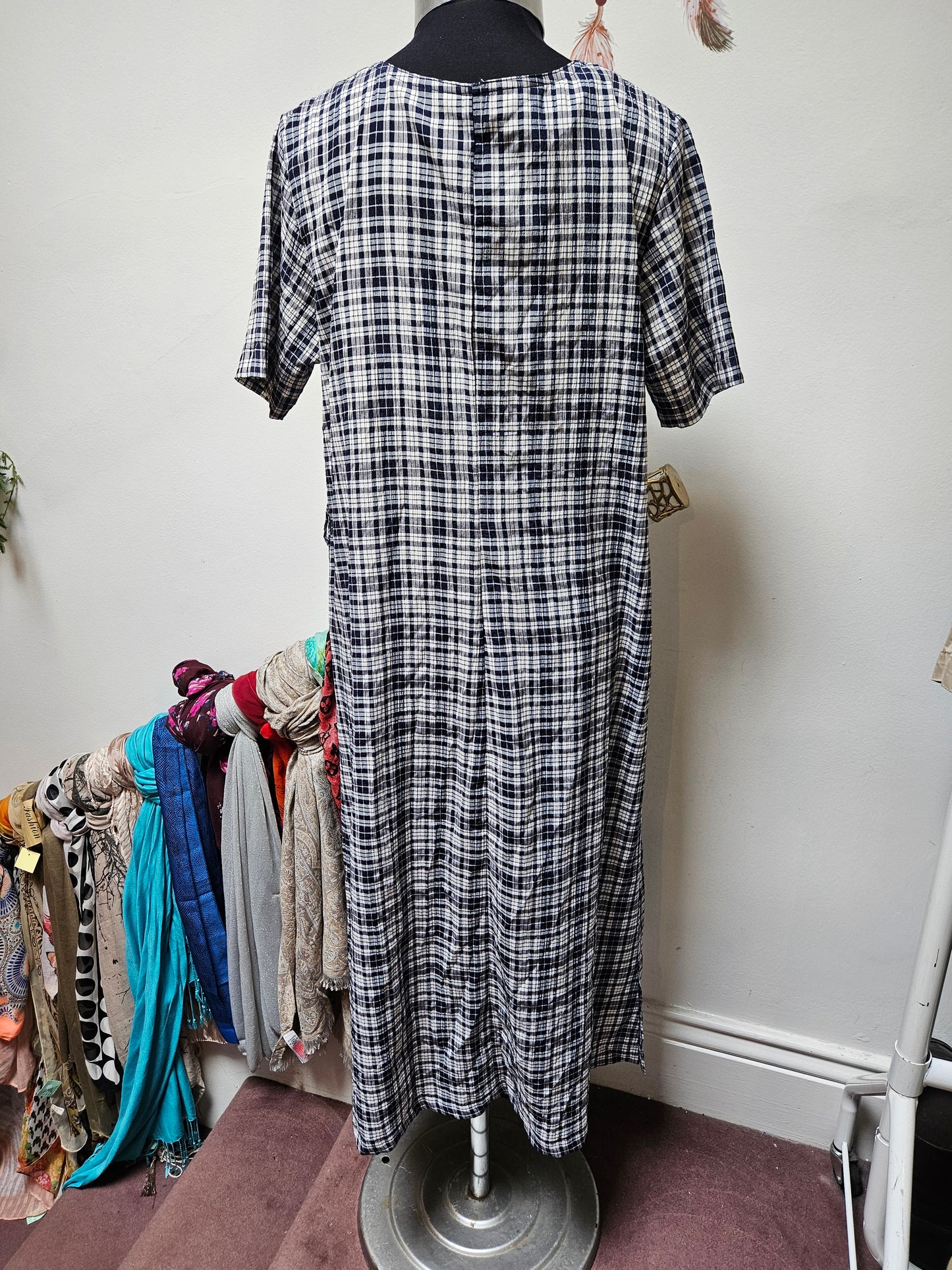 Falez, vintage, check dress with buttons, size L