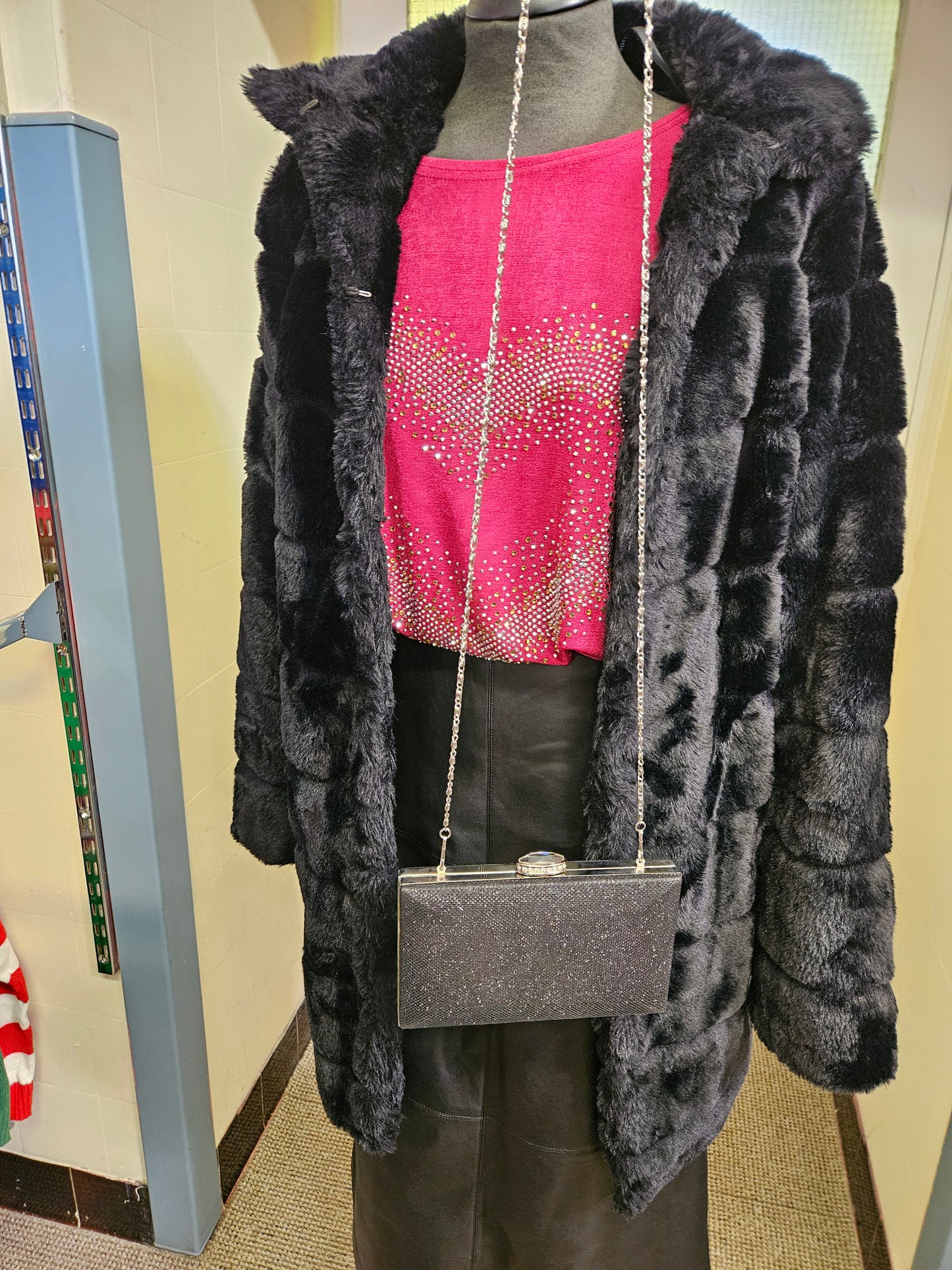 Black glitter box clutch