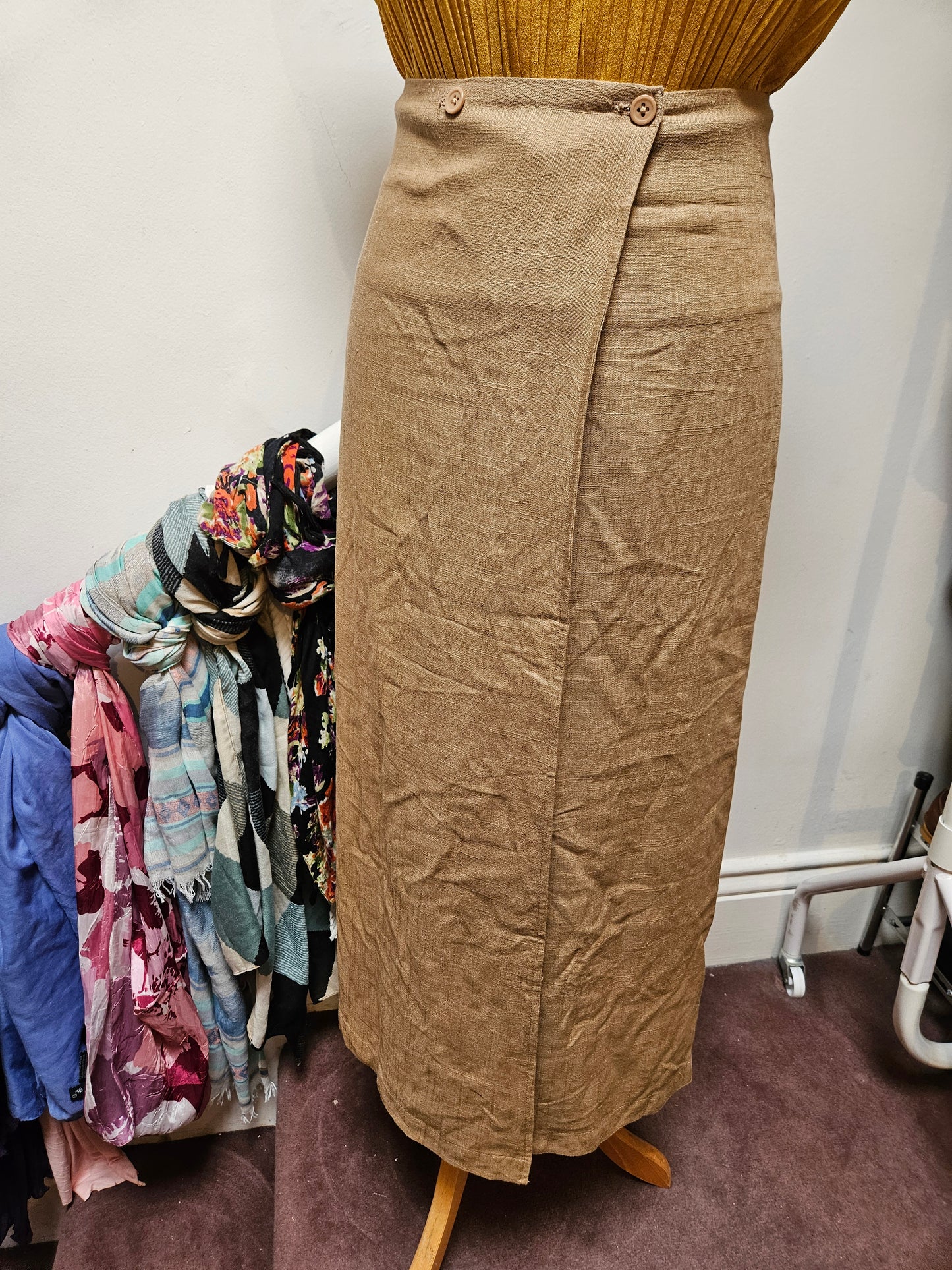 Selected Femme, 80% viscose, 20% linen, wrap skirt, size S