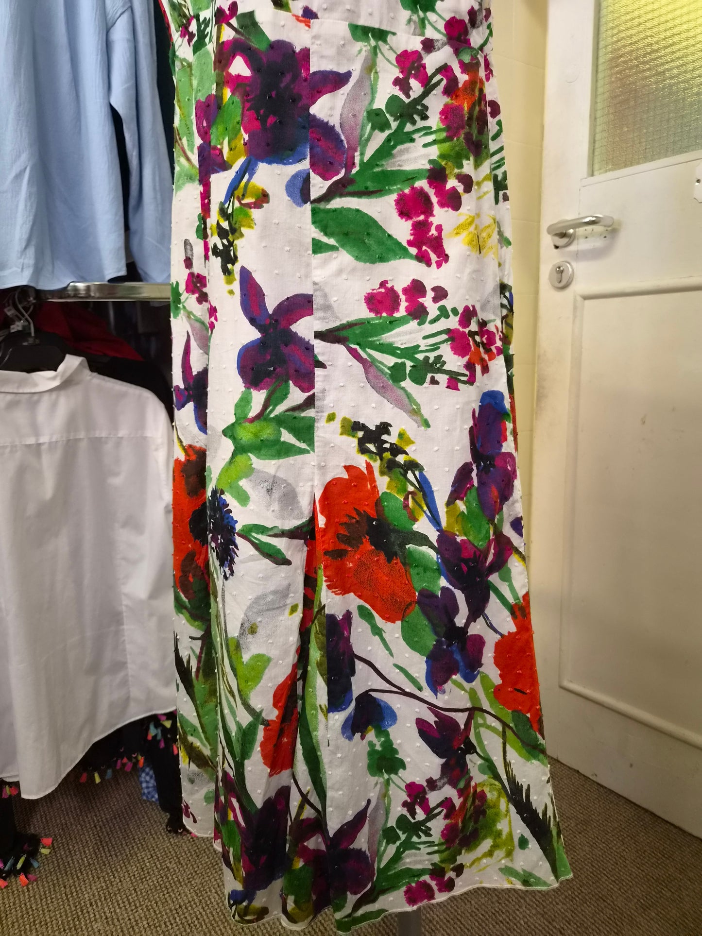 Per Una, multicoloured, sleeveless floral dress, size 14