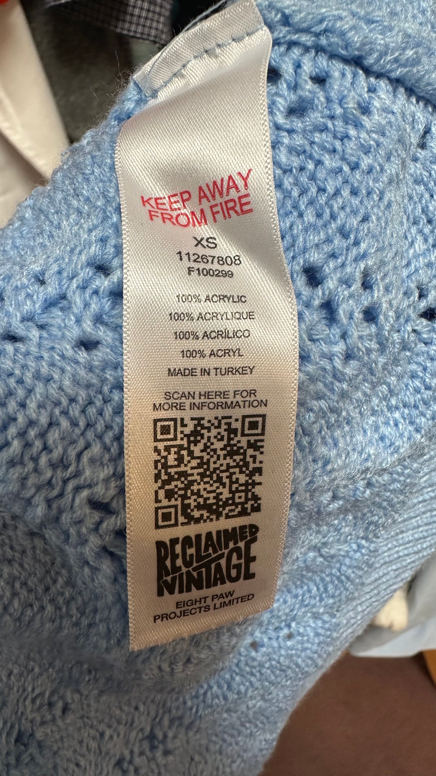 Reclaimed Vintage Baby Blue Cardigan Oversized XS