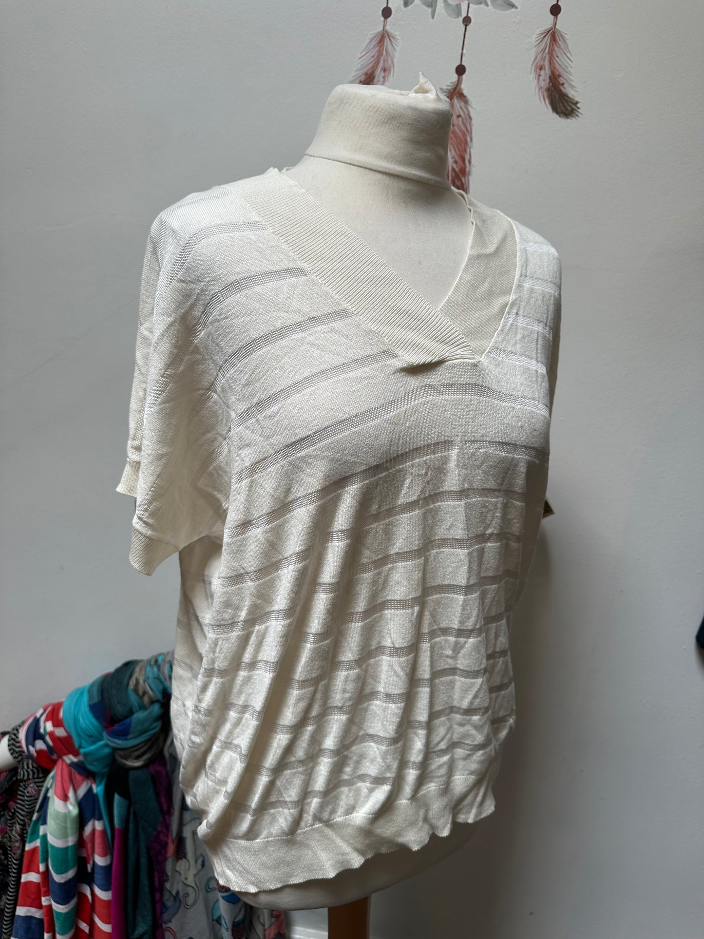 F&F White Semi Sheer Top Size L