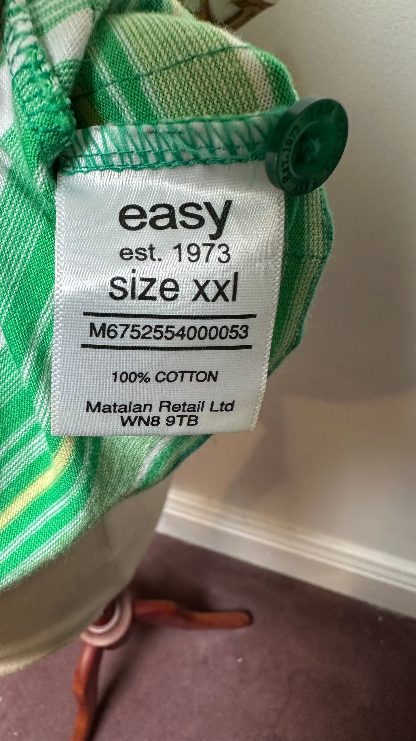 Easy Green Striped Polo Shirt 100% Cotton Size XXL
