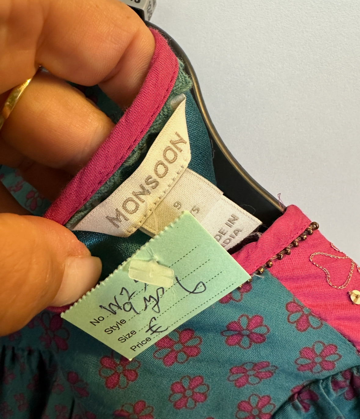 Monsoon Dress Age 9 One Button Missing but not noticeable if worn open