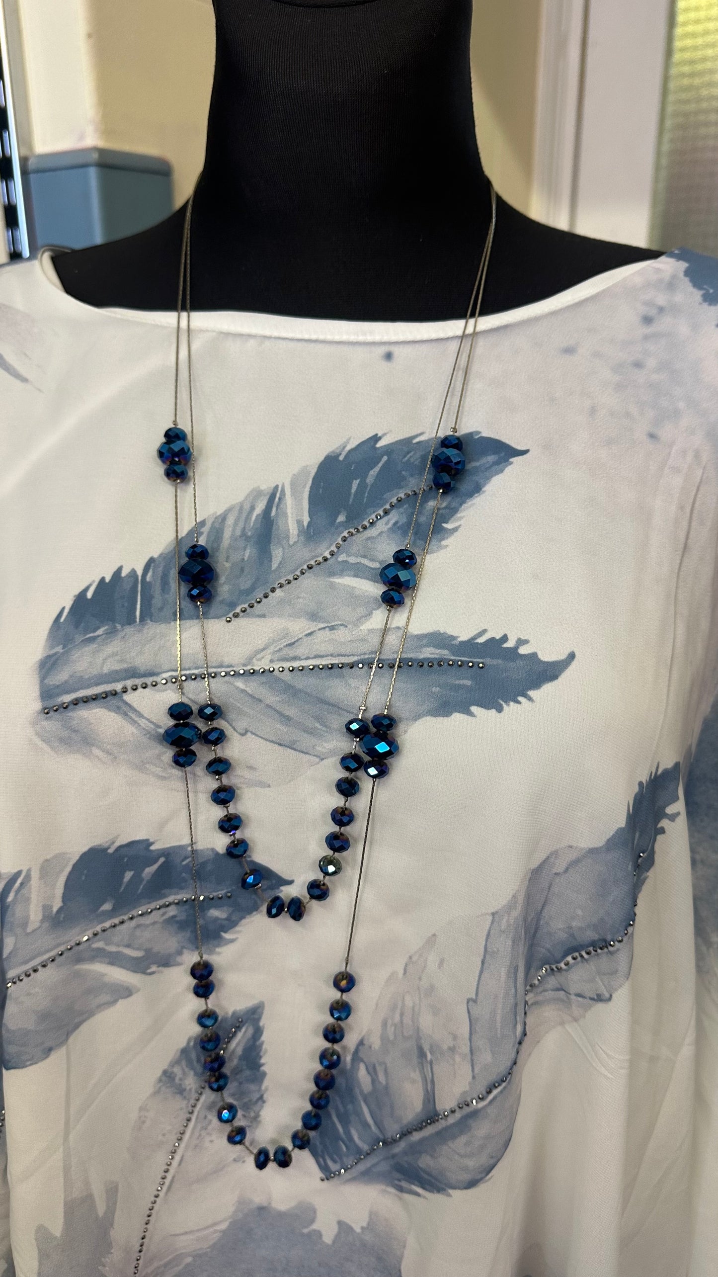 Navy High Shine Beaded Necklace