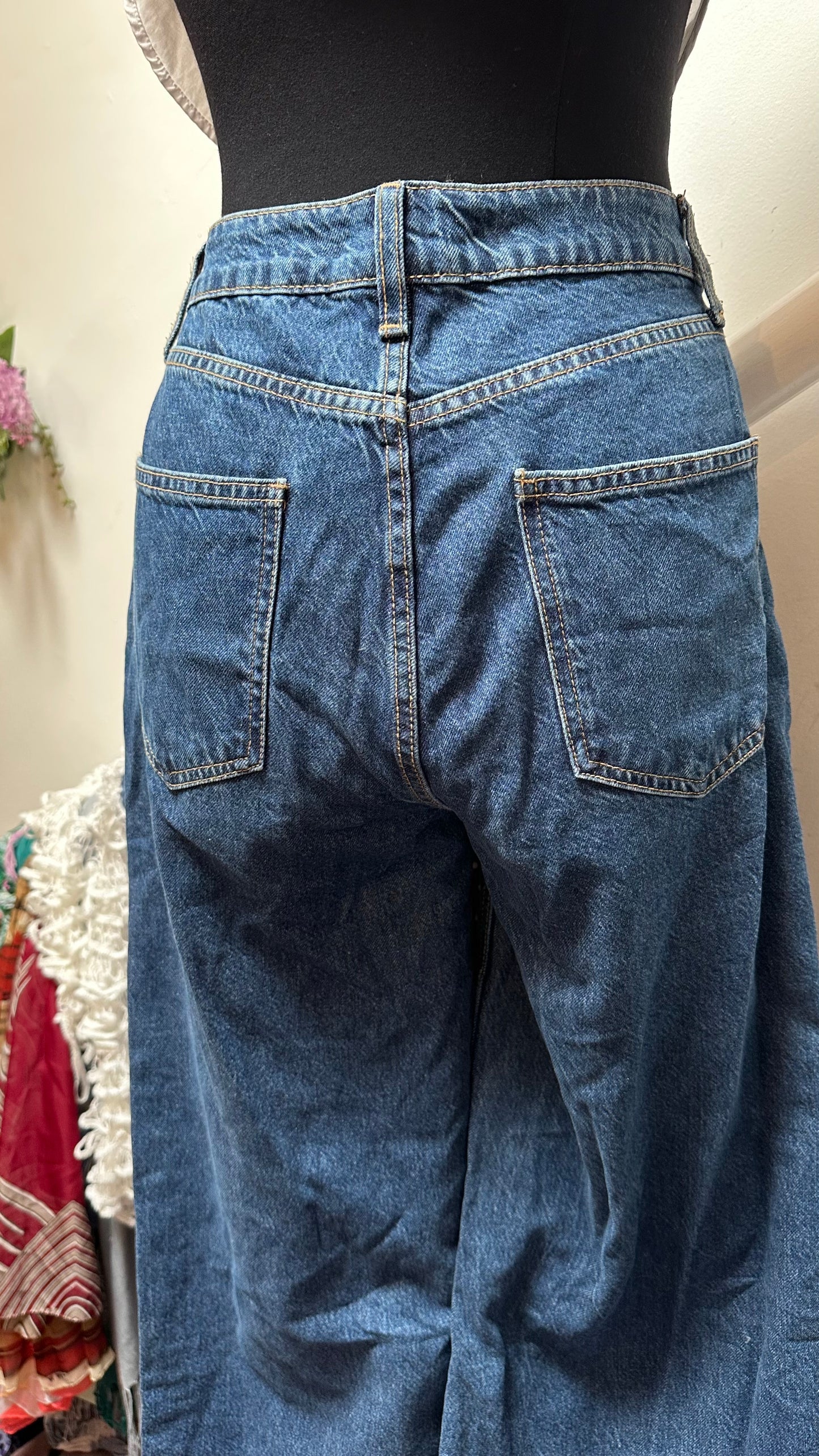 Primark Wide Leg 100% Cotton Jeans Size 8