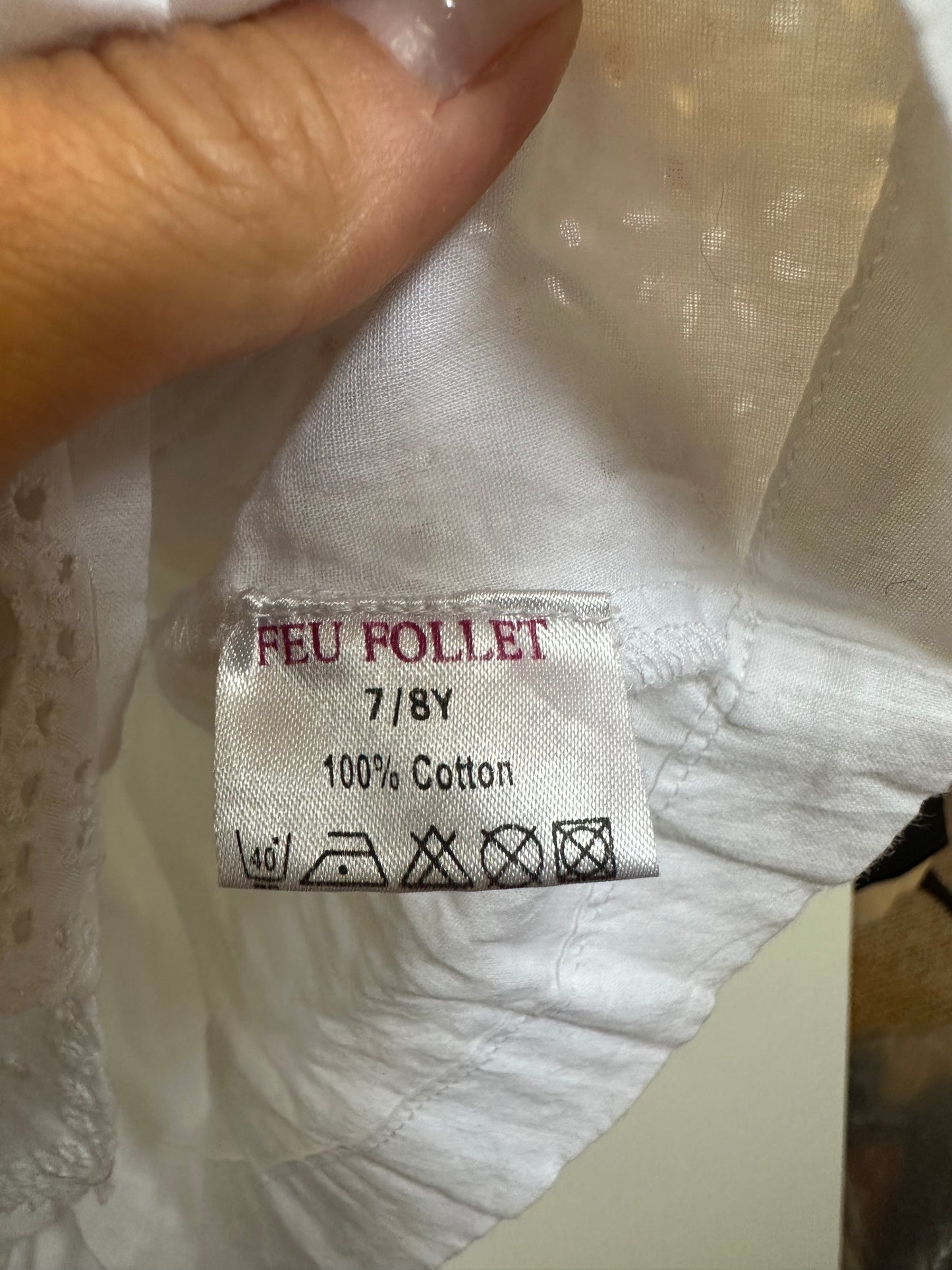 Designer Feu Pollet 100% Cotton Dress Age 7-8