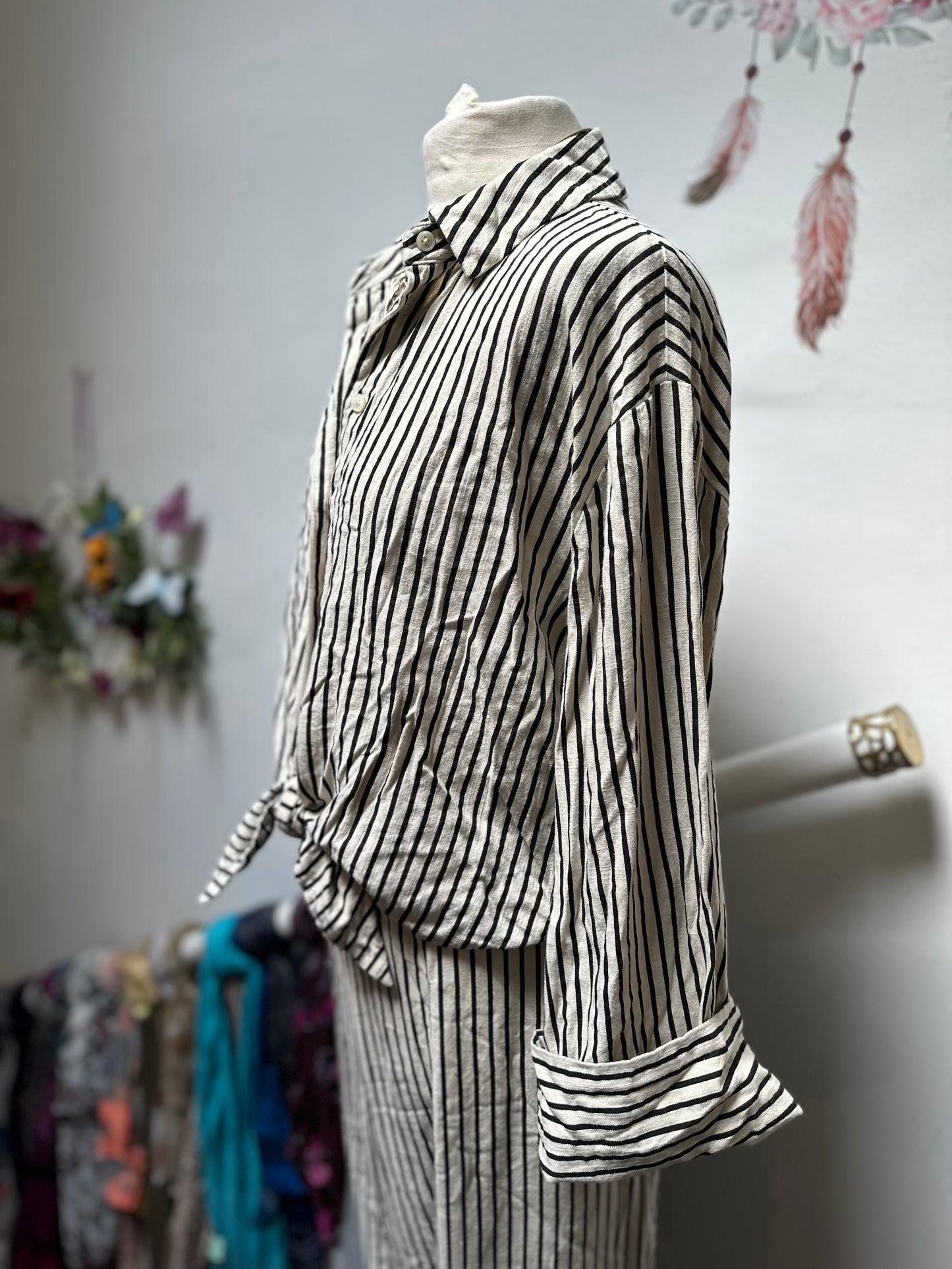 F&F Stripe Shirt with 15% Linen Size 16 Matching Trousers Available