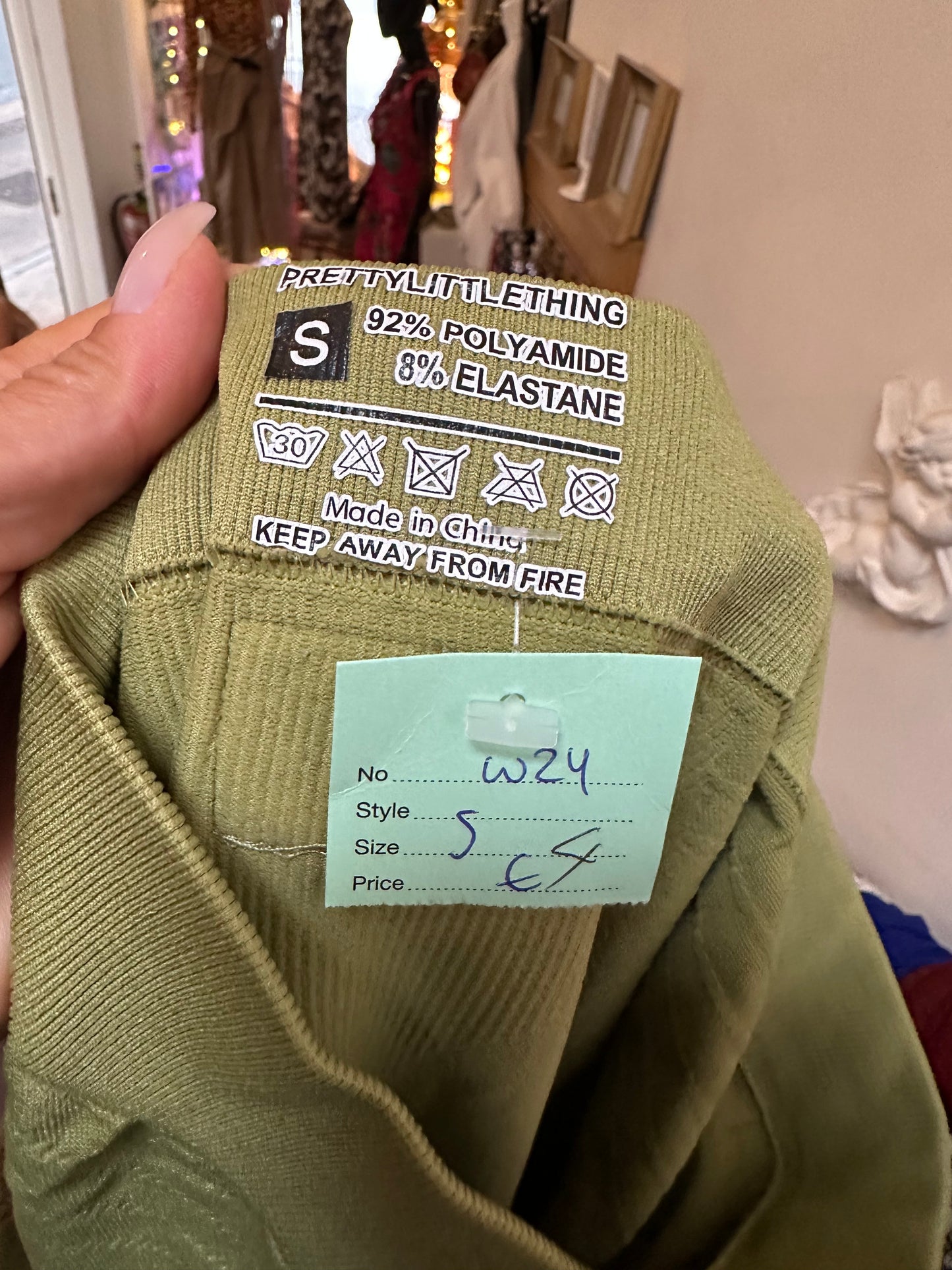 Pretty Little Thing Olive Green Leggings Size S