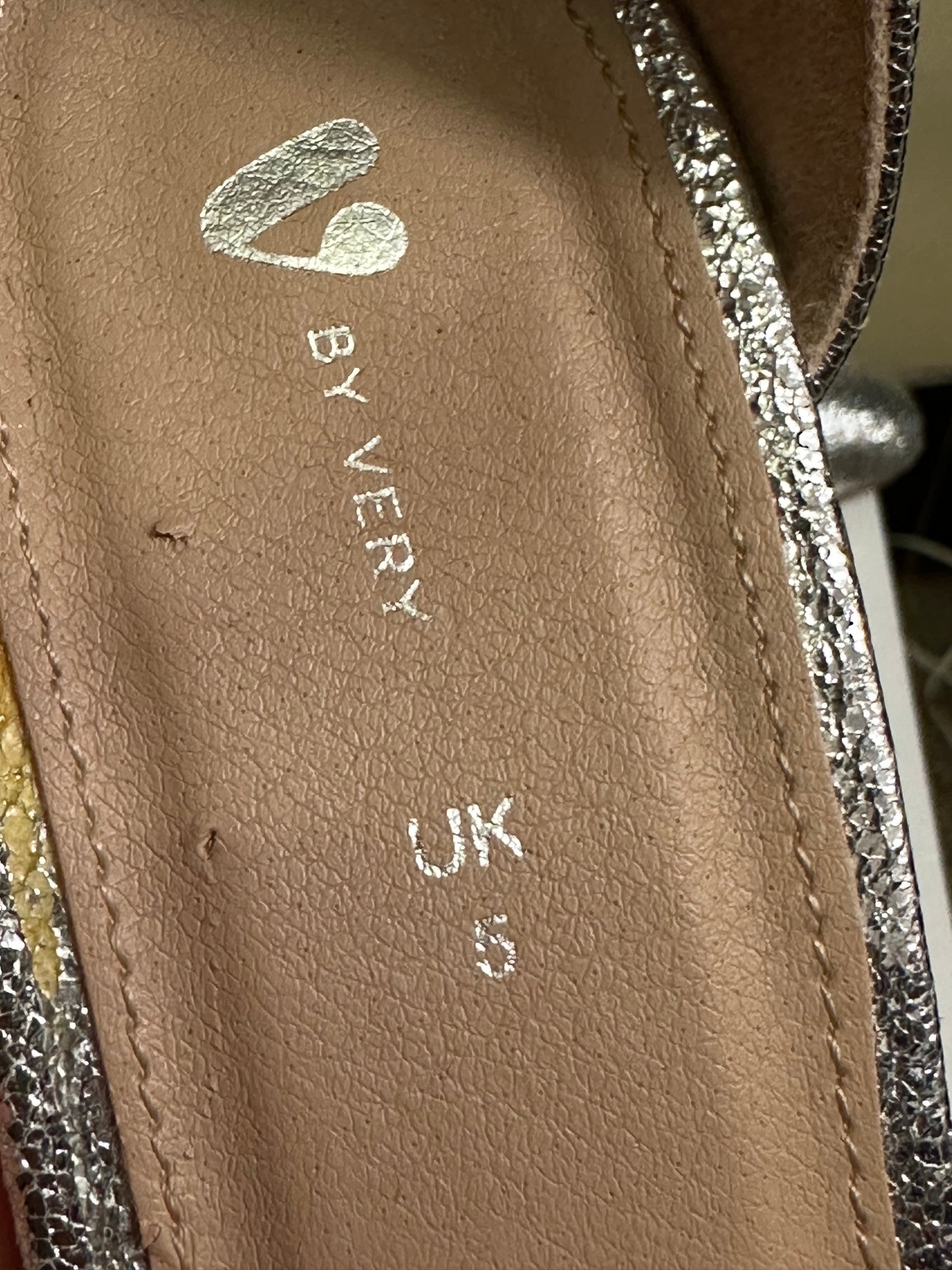 Very Silver Sparkle Block Heel Shie Size 5