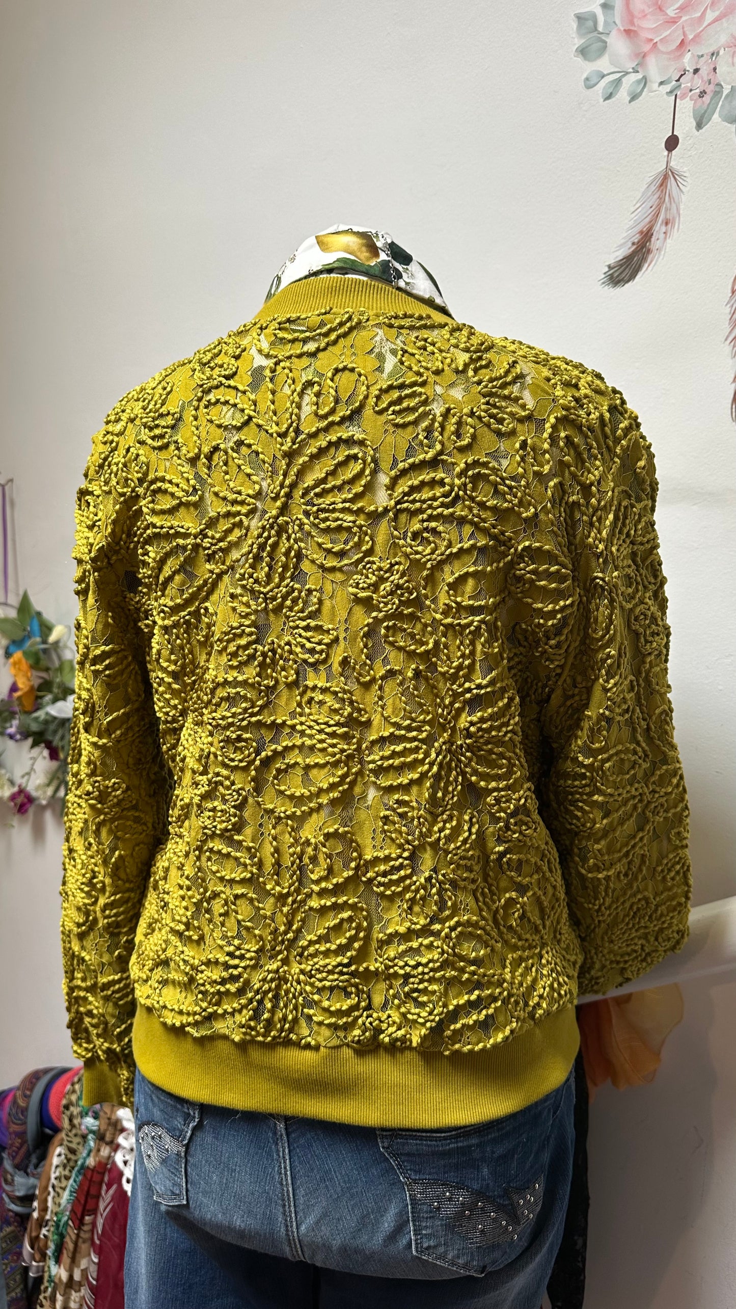 Gallery Olive/Khaki Lace Cardigan Size S RRP €30