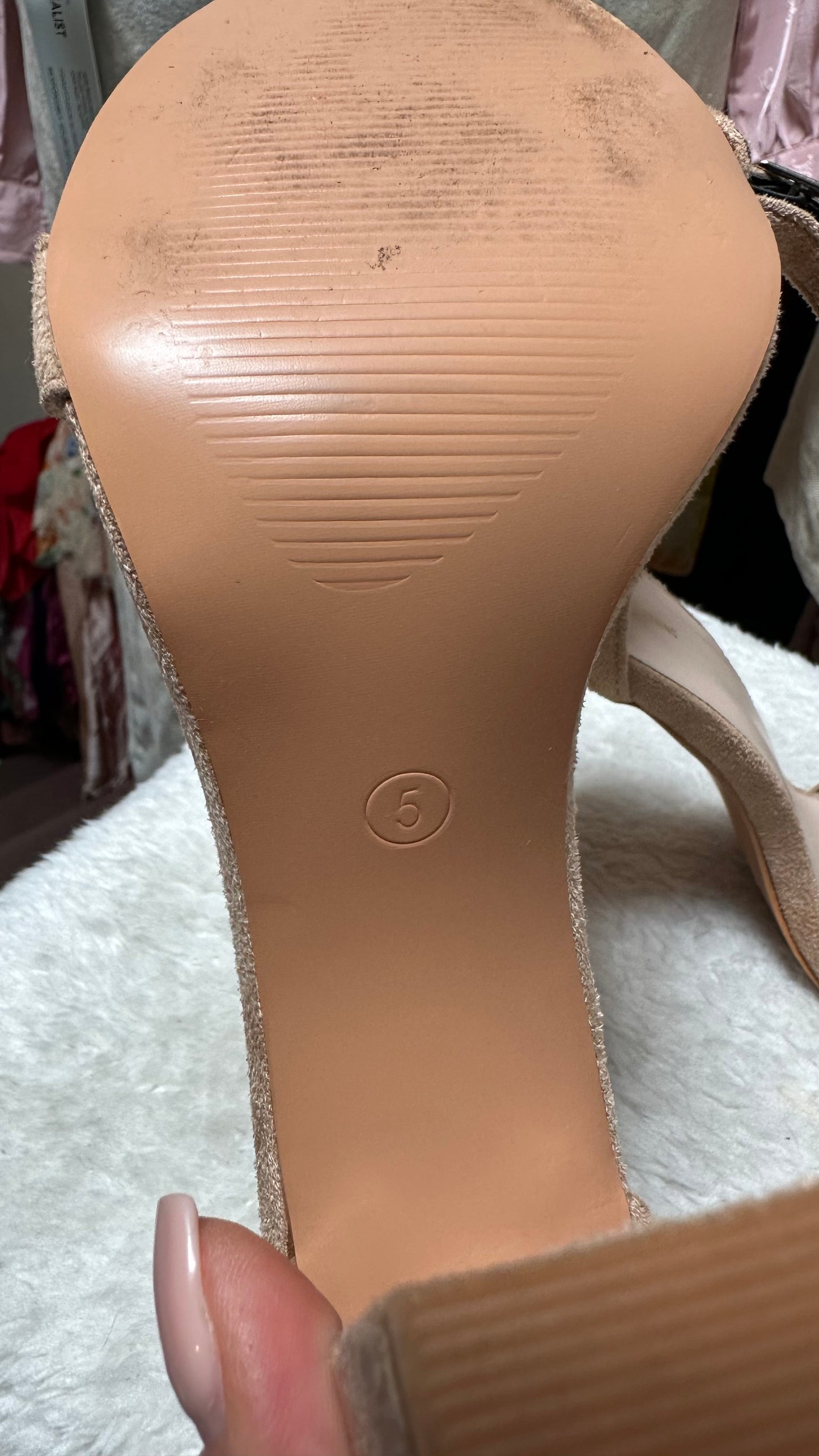 Pretty Little Thing Beige Block Heel Sandal As New 5