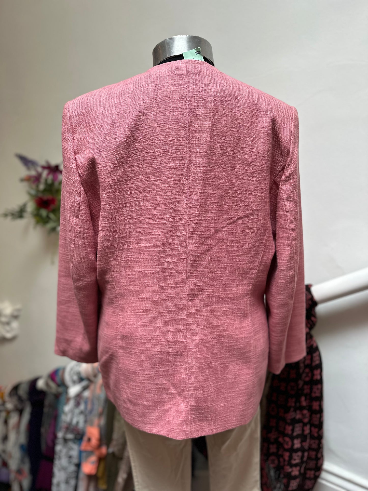Libra Pink Blazer Linen/Cotton Blend Size 14