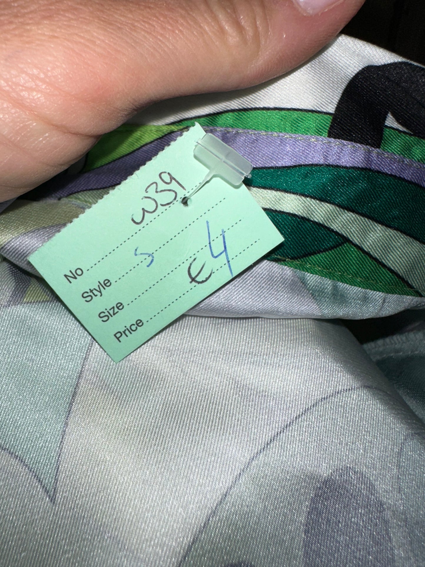 Green & Lavender Bokd Print Blouse Size S