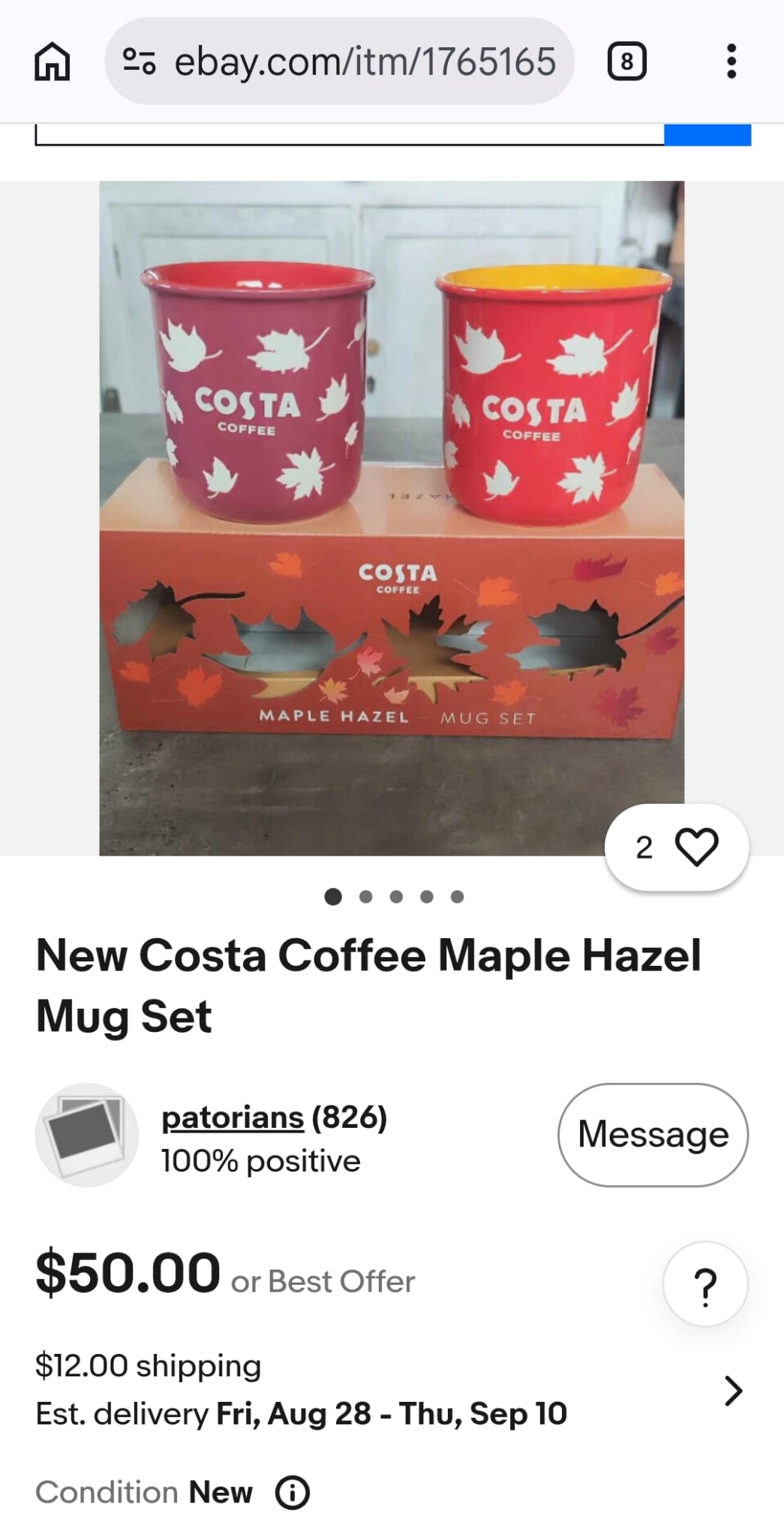 Costa Autumn Mugs (no box)
