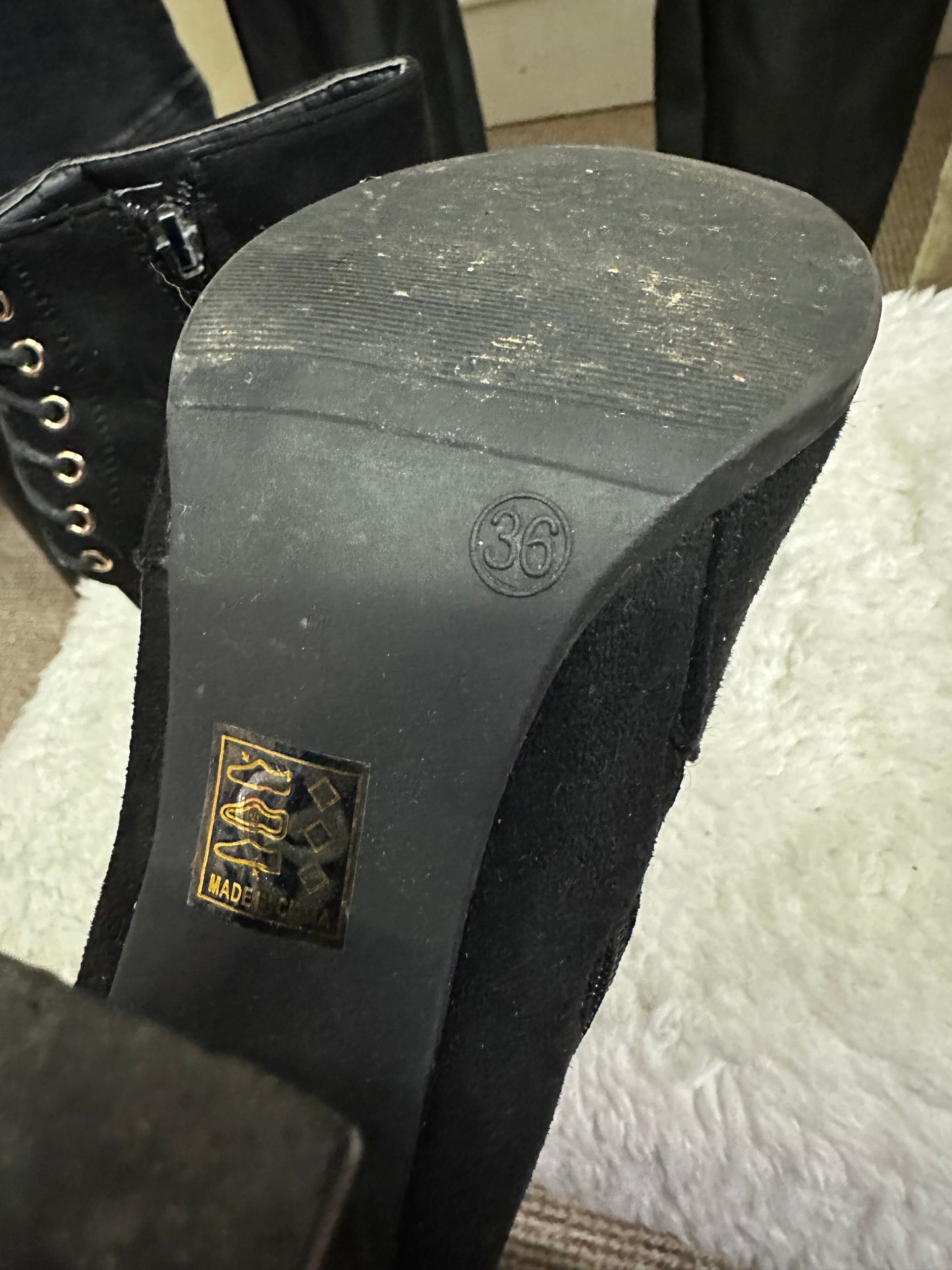 Black Lace Up Boots Size 3.5