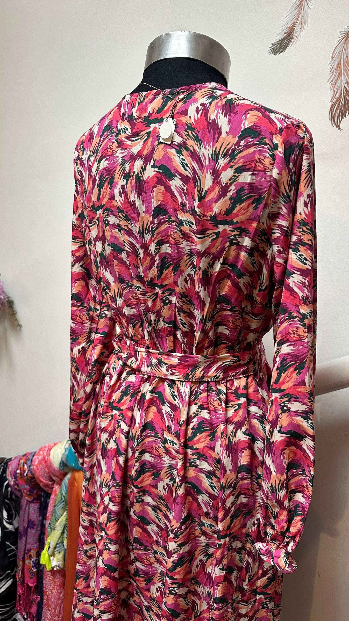 Emi-Jo Pink Belted Maxi Dress Size S
