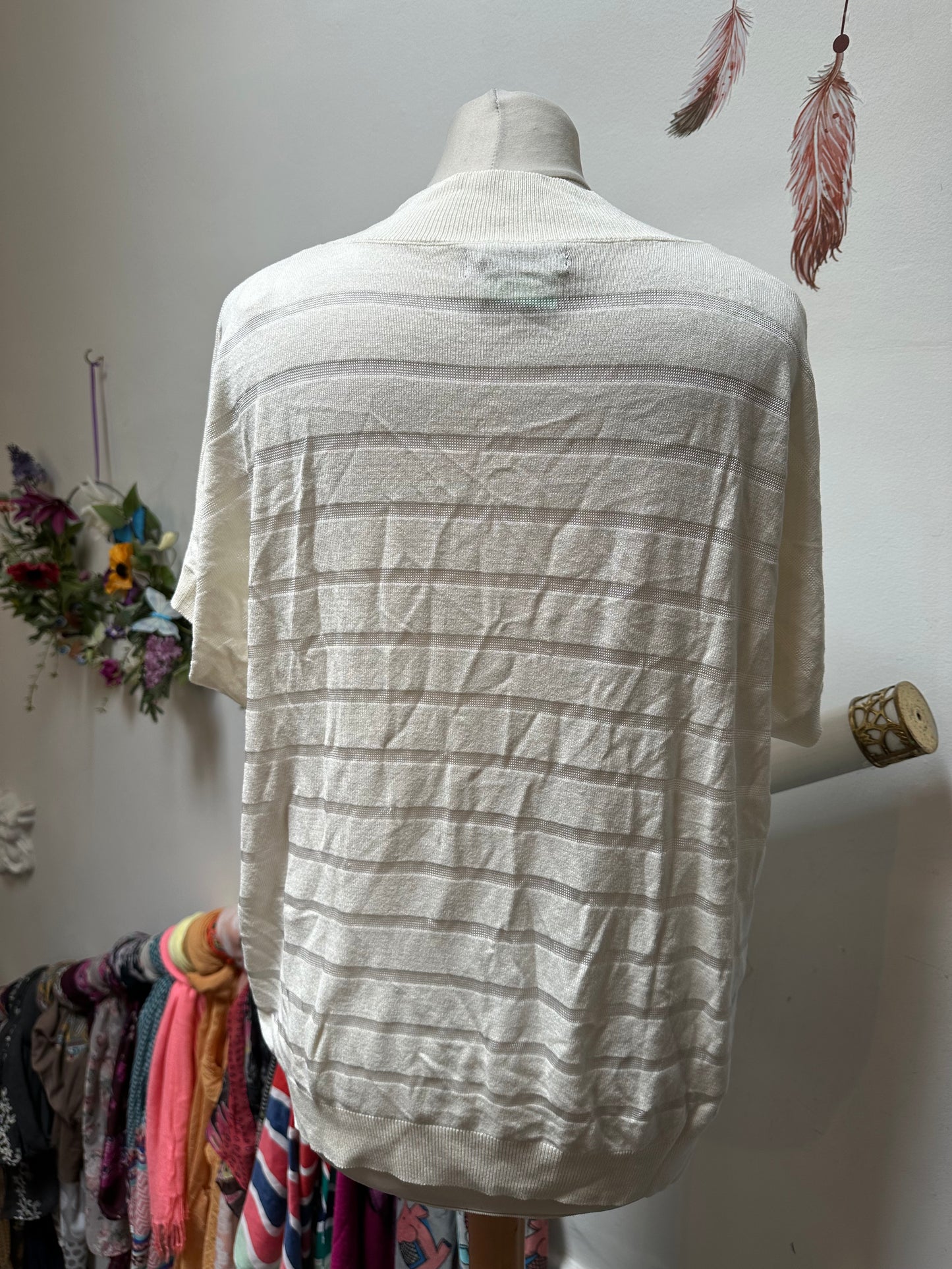 F&F White Semi Sheer Top Size L
