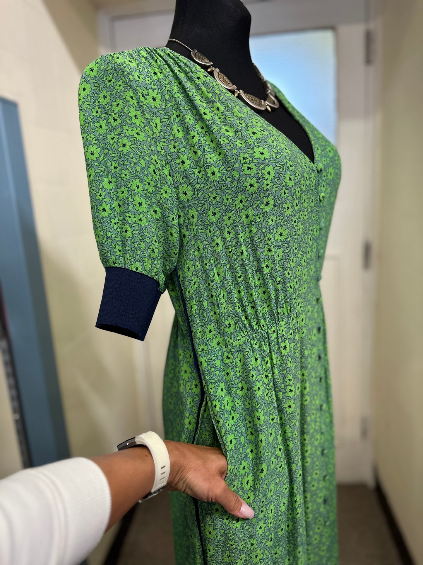 Gallery Green & Navy Dress Size 10