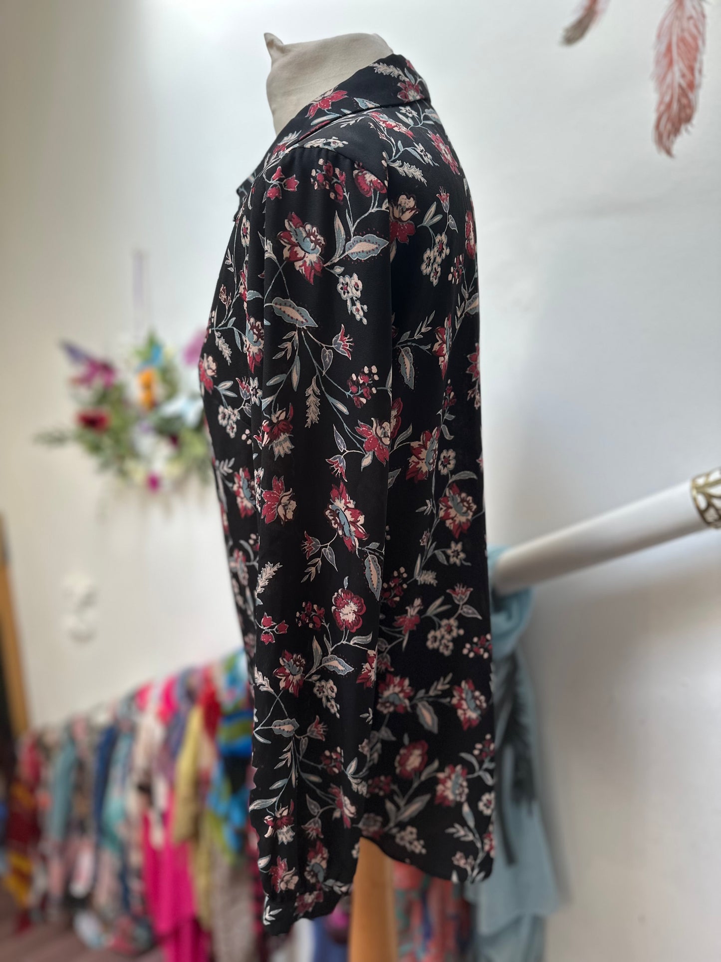 Primark black Floral Blouse Size 8