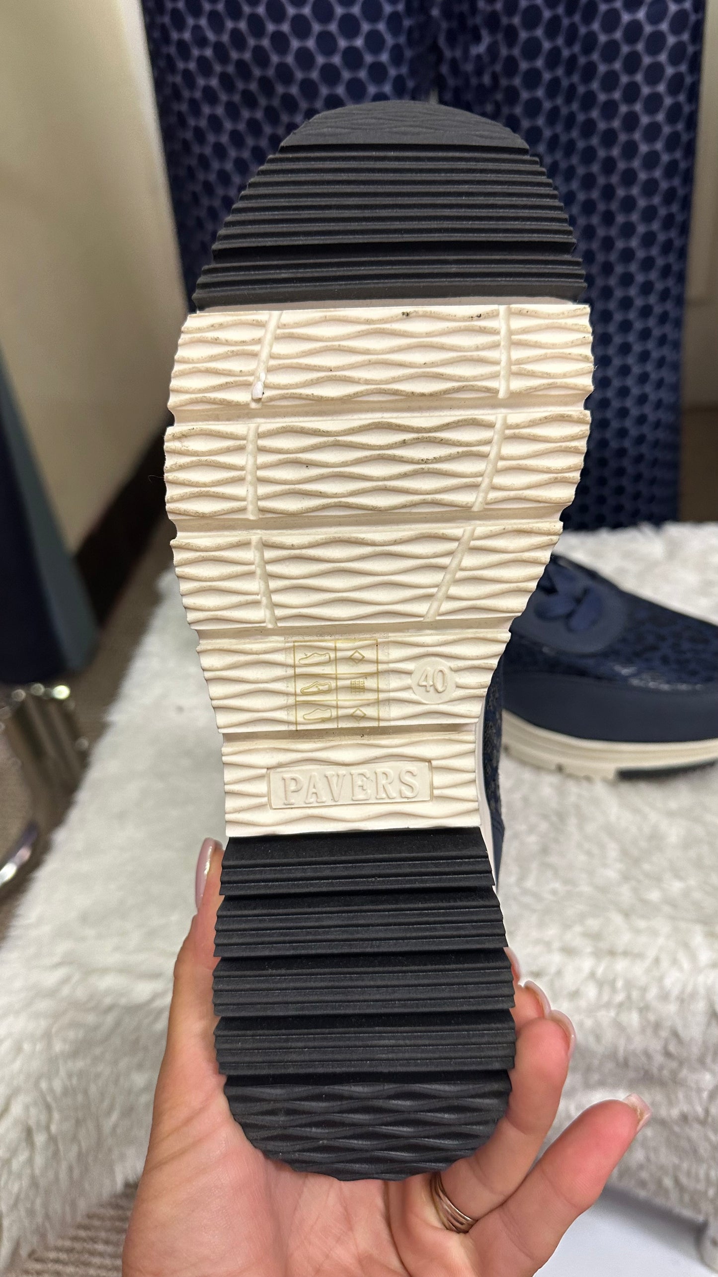 Pavers Navy Trainers Size 6.5 (EU 40)