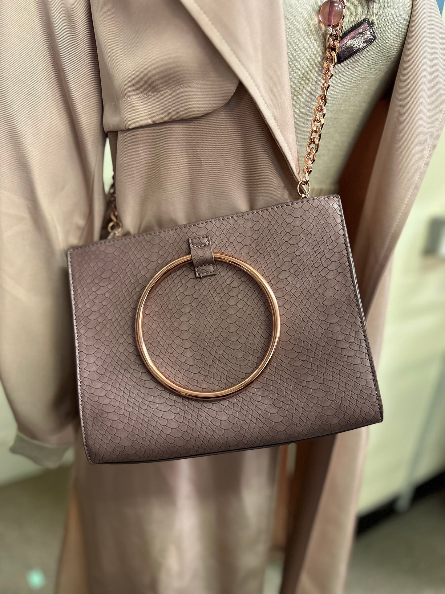Blush Pink Bag with Metal Circle
