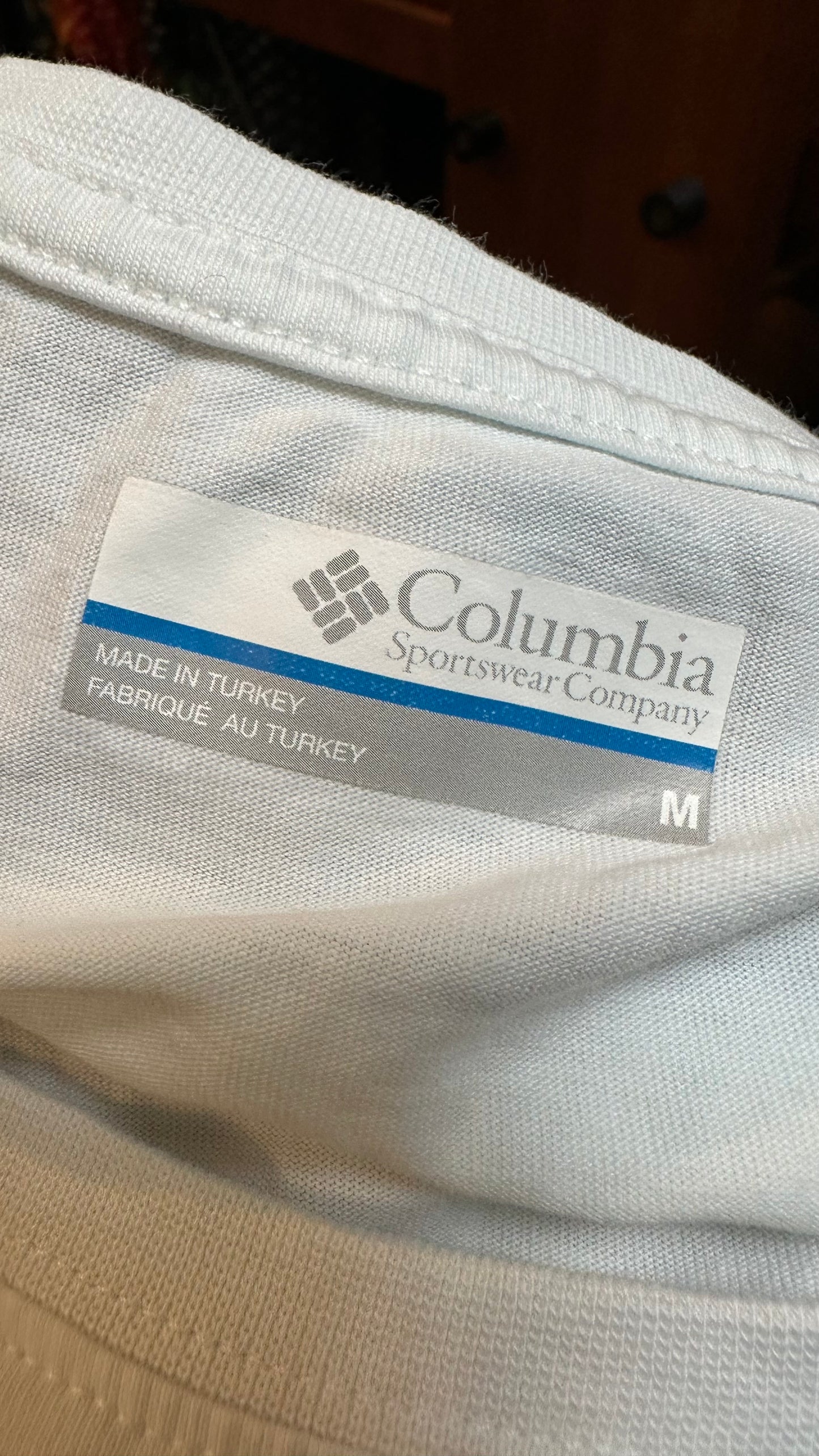 Columbia White Tshirt Size M 100% Cotton