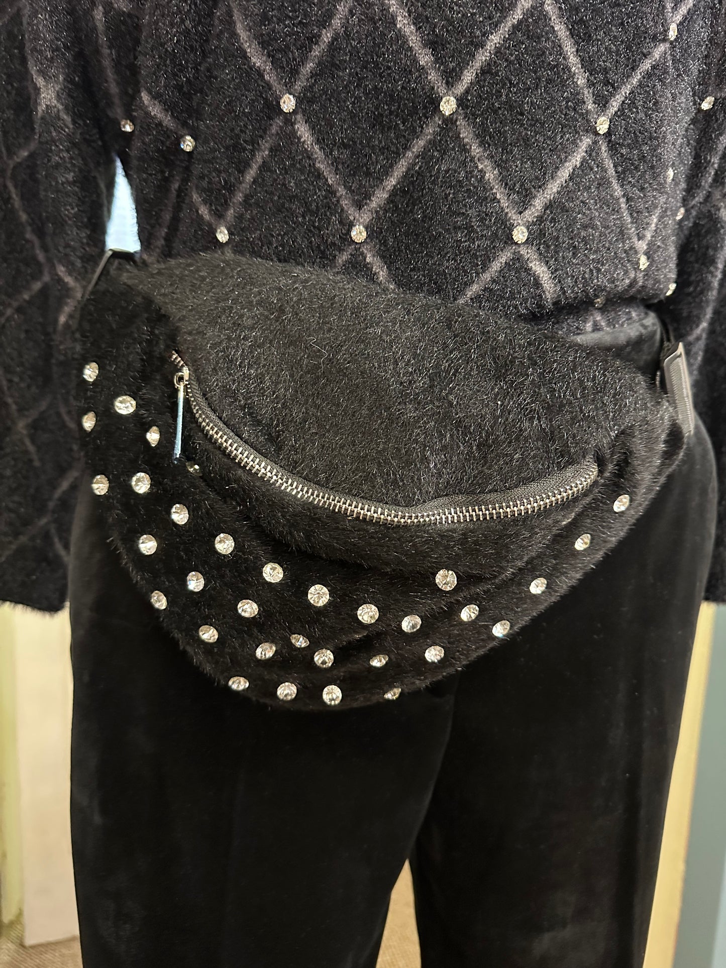 Black Waist Bag with Bling