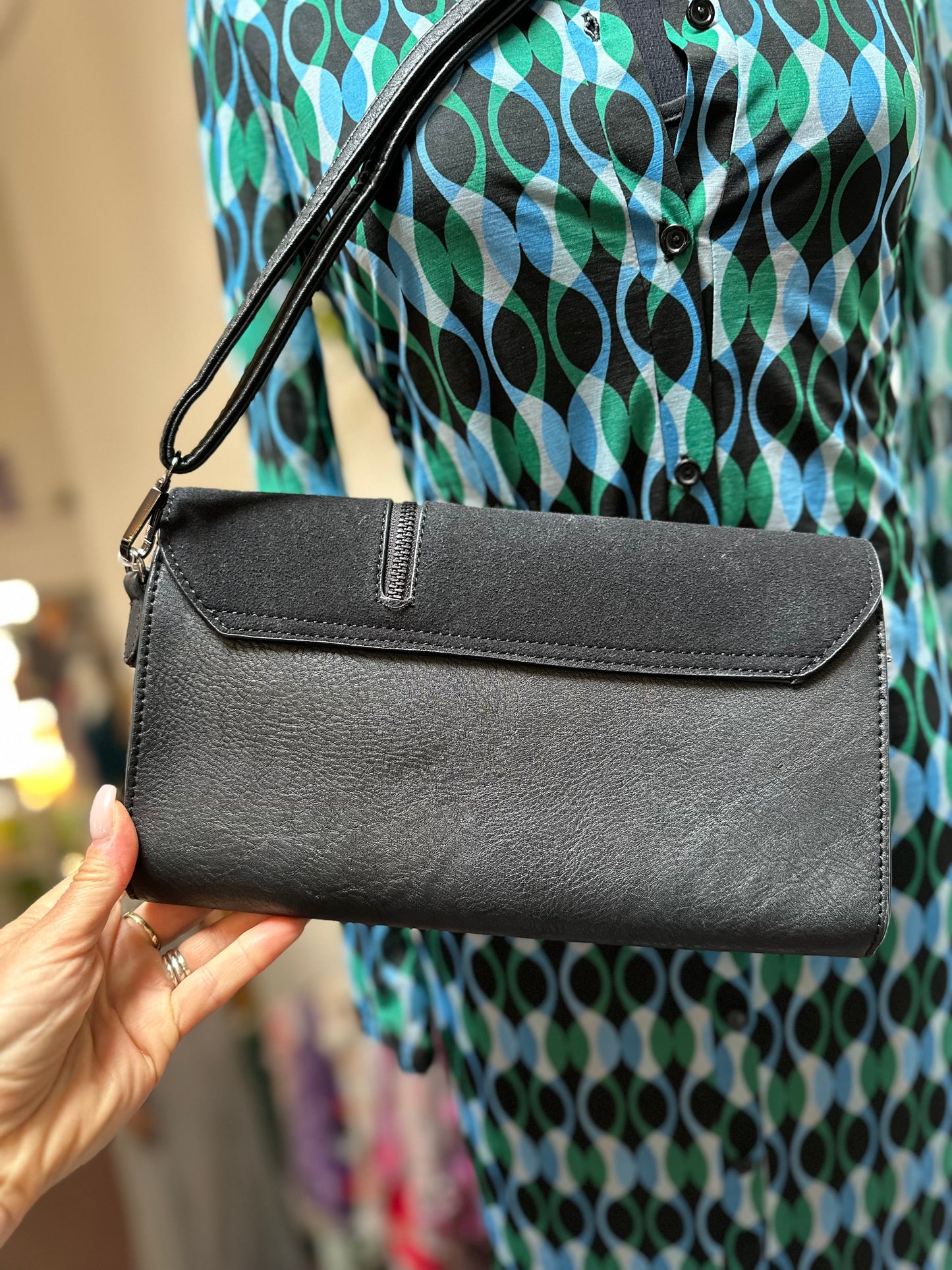 Black Faux Suede Clutch