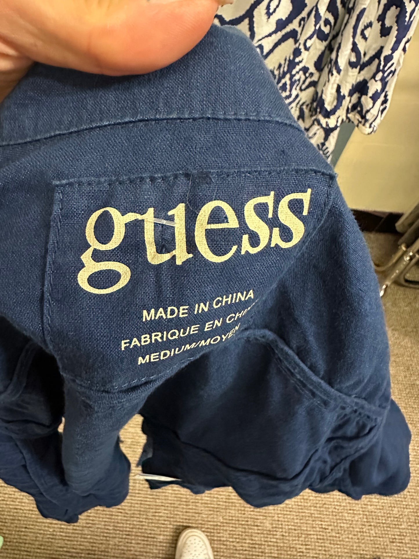 Designer Guess 100% Linen Navy jacket Size M (small fitting)