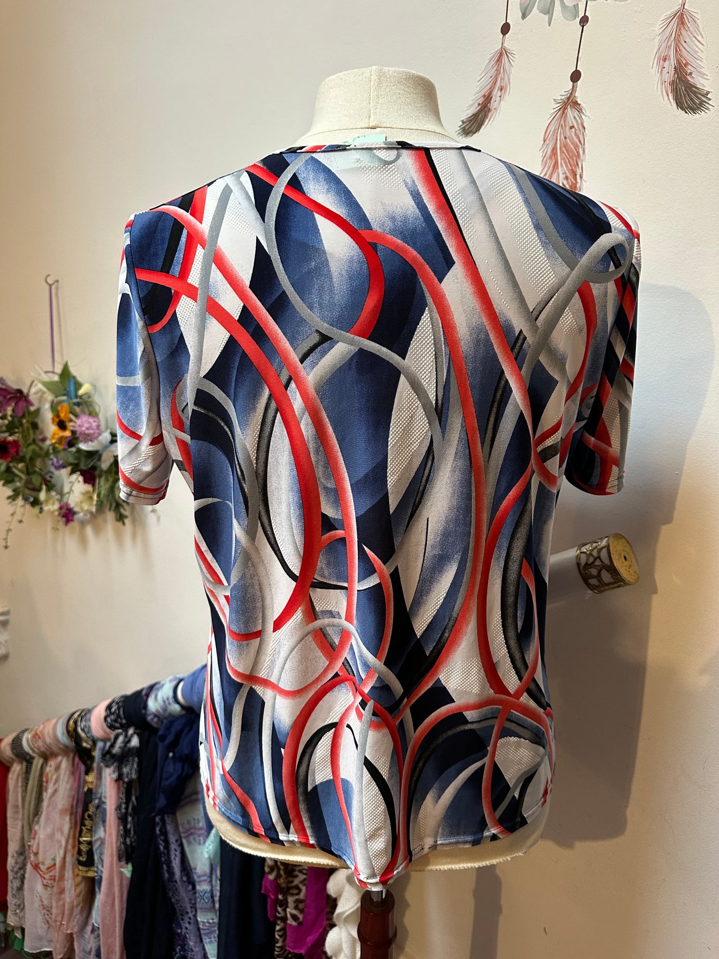 Ribbon Print Top Best Fit Size 20