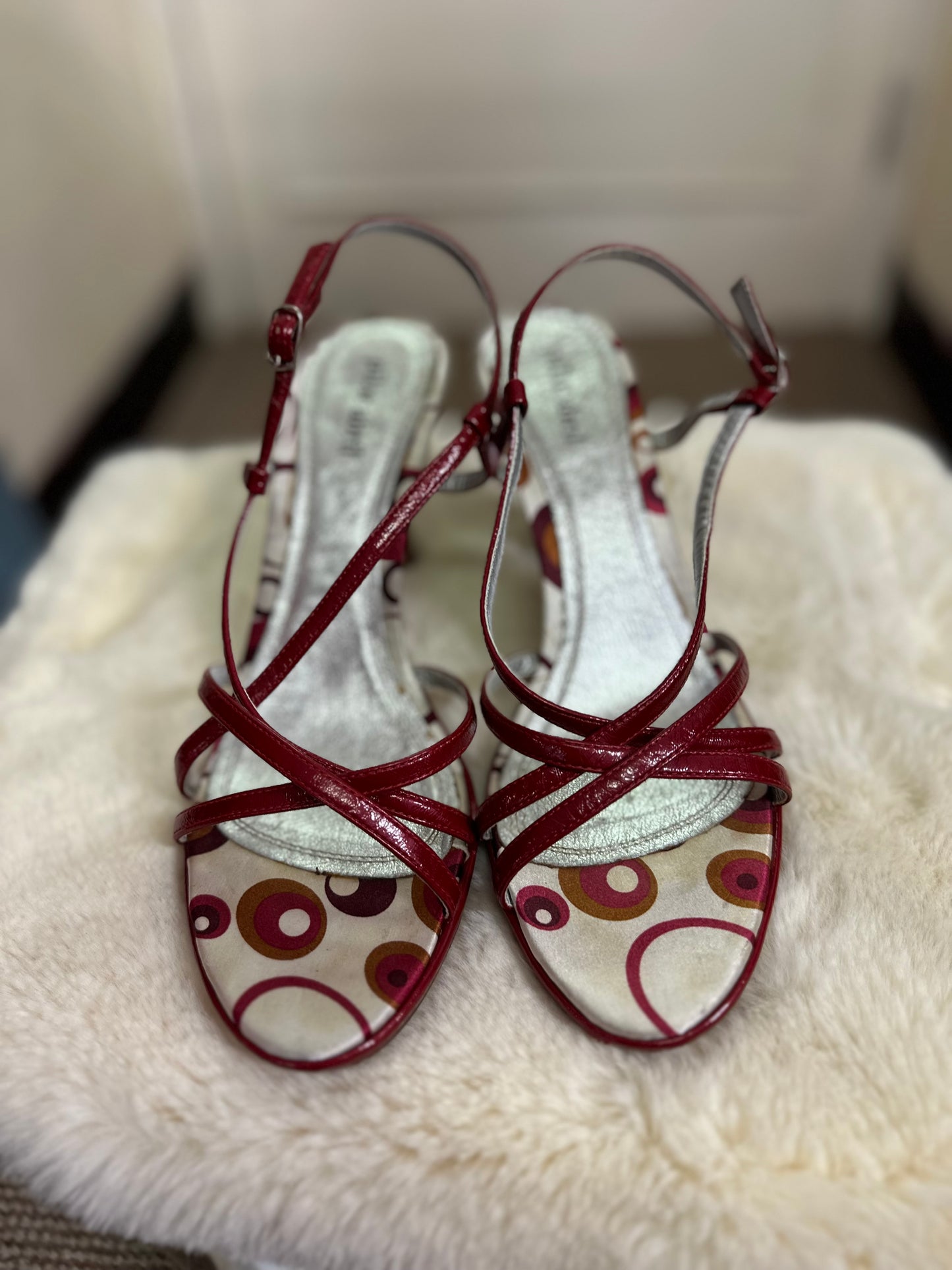 Pilar Abril Red Leather Sandals Size 6